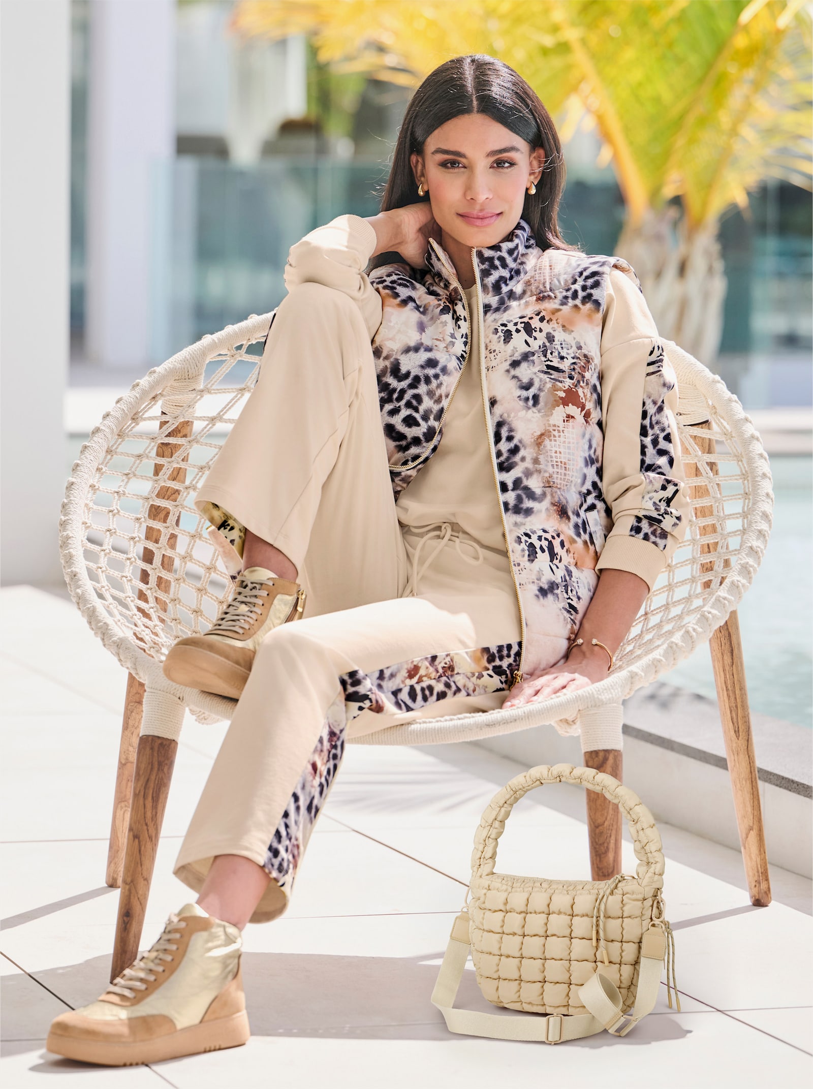 heine Sweatbroek met dierendetails - zand