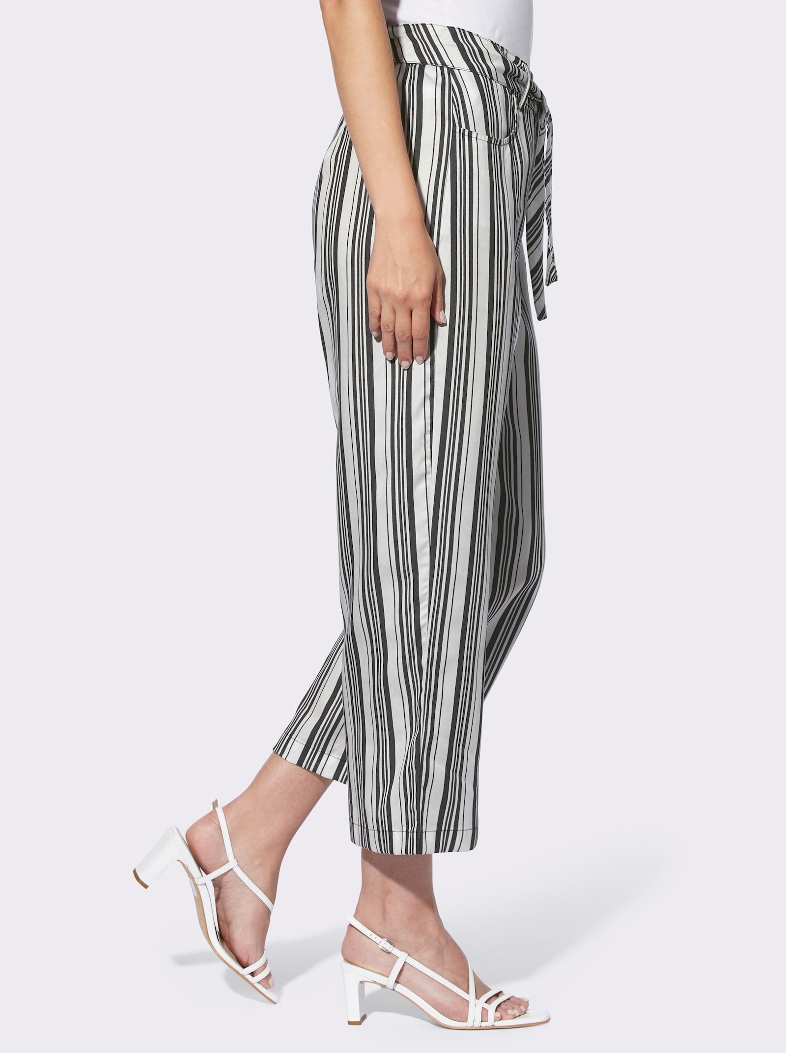 heine 7/8-broek met comfortband achter - zwart/wit gestreept