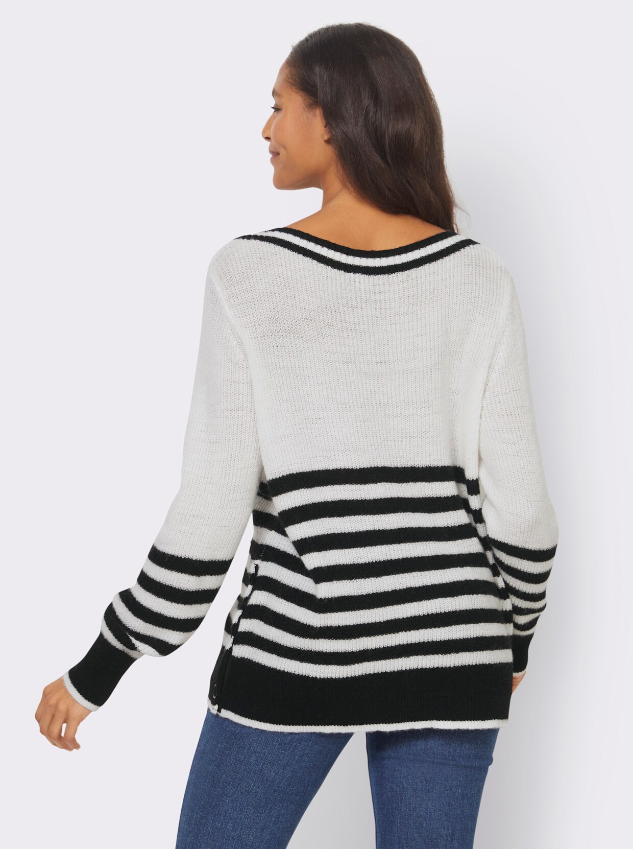 heine Pullover - ecru/zwart gestreept