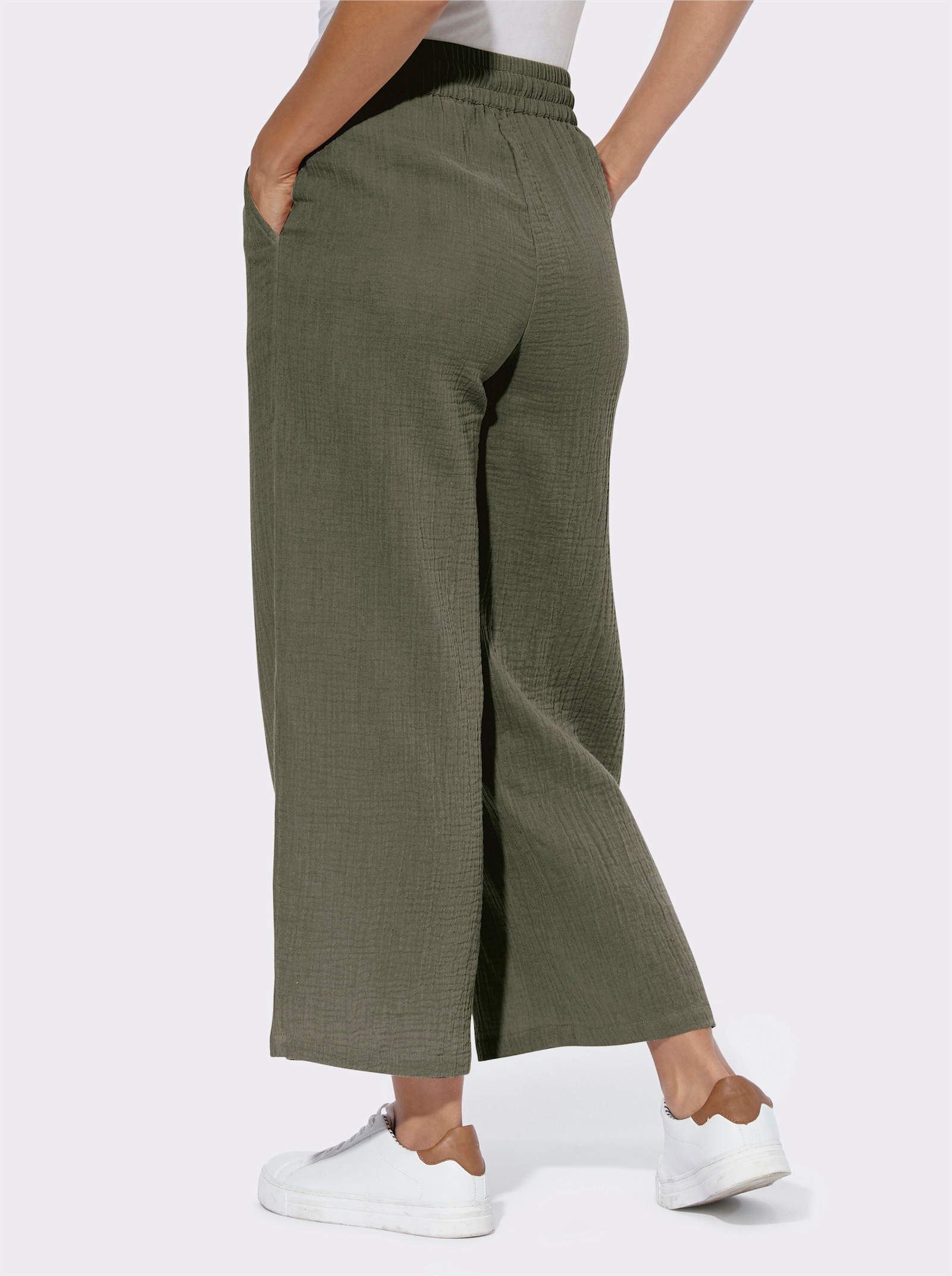 Culotte van structuurmateriaal - kaki