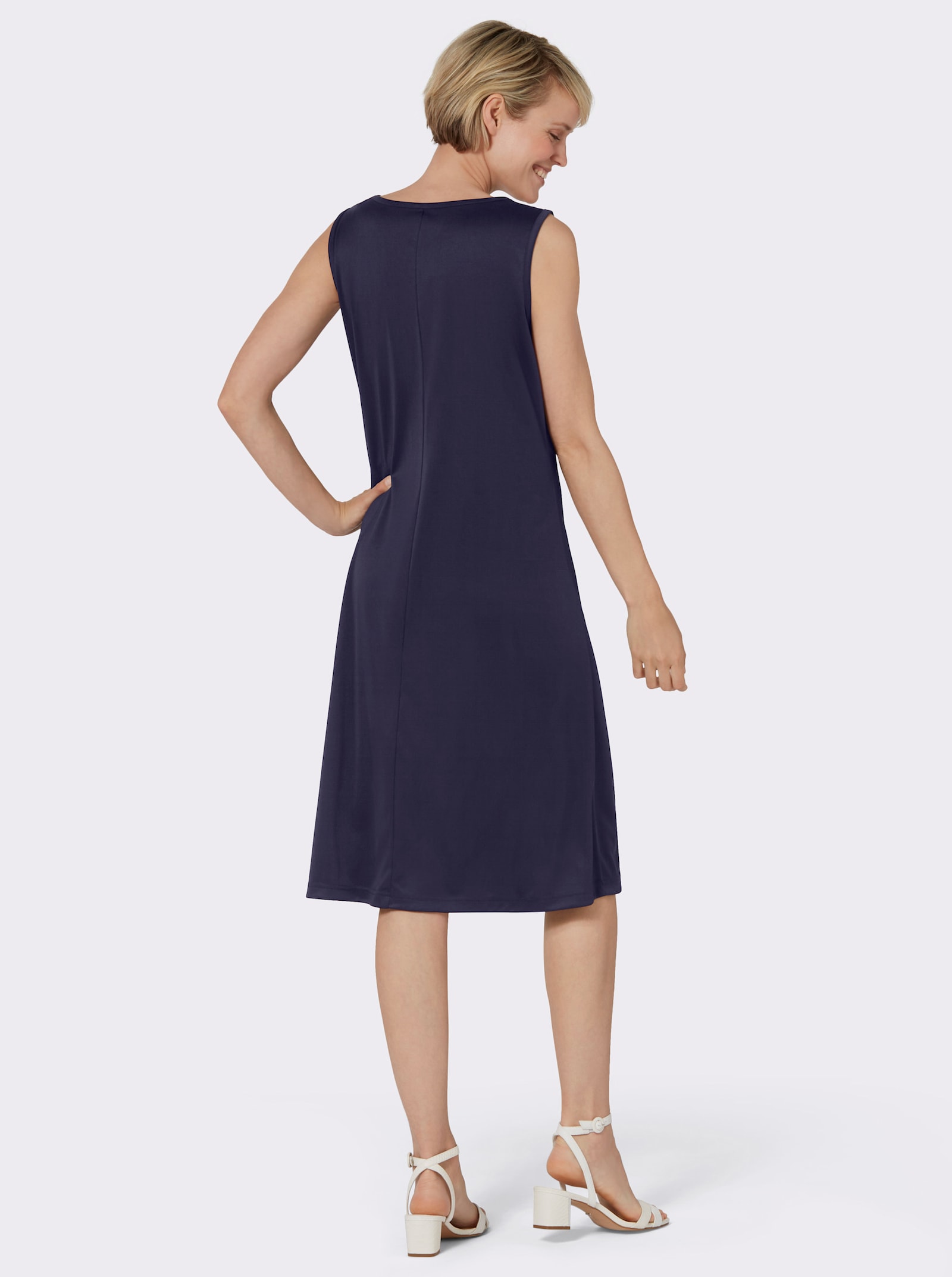 Žerzejové šaty v balení po 2 kusech - humrová-potisk + námořnická modrá