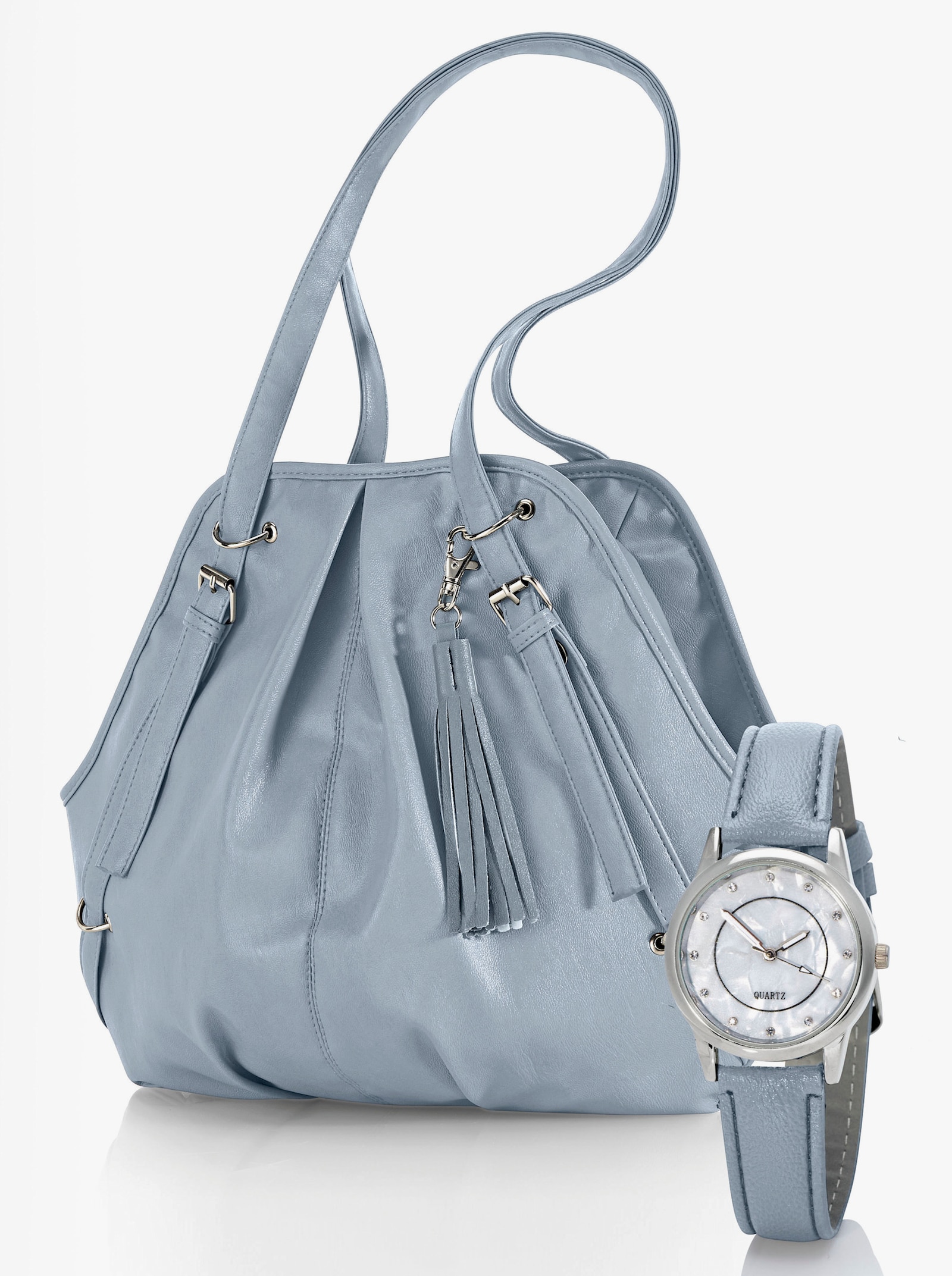 Handtasche und Uhr - grau