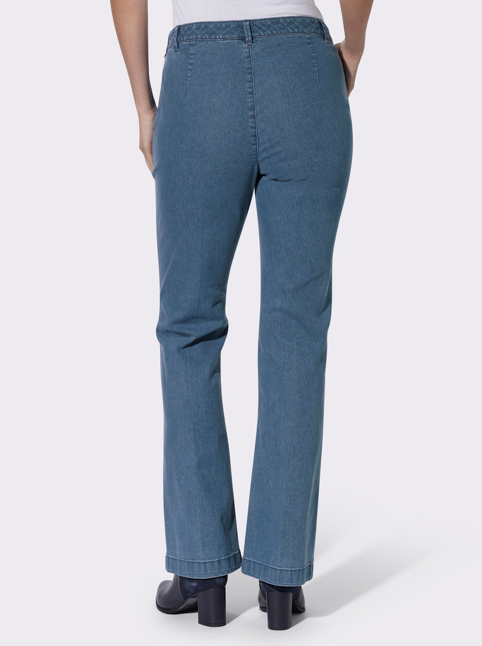 Jeans mit seitlichen Reißverschlüssen - blue-bleached