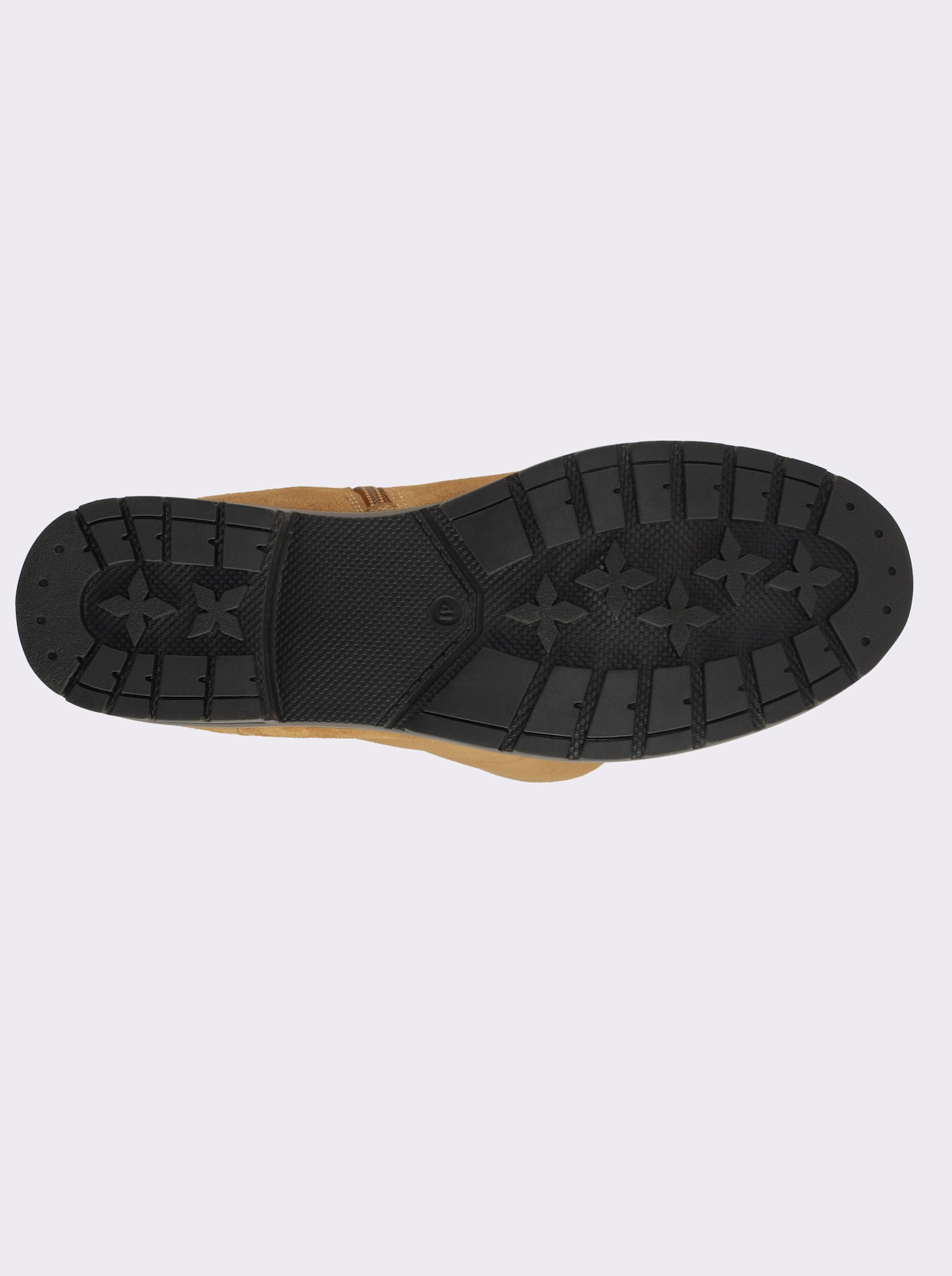 sheego Laars met wijde schacht van suède, met teddyvoering - cognac