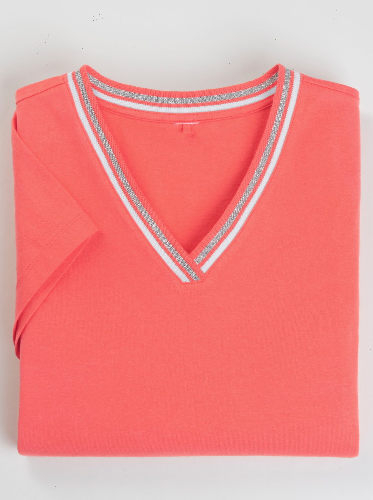 T-shirt en V - rouge corail