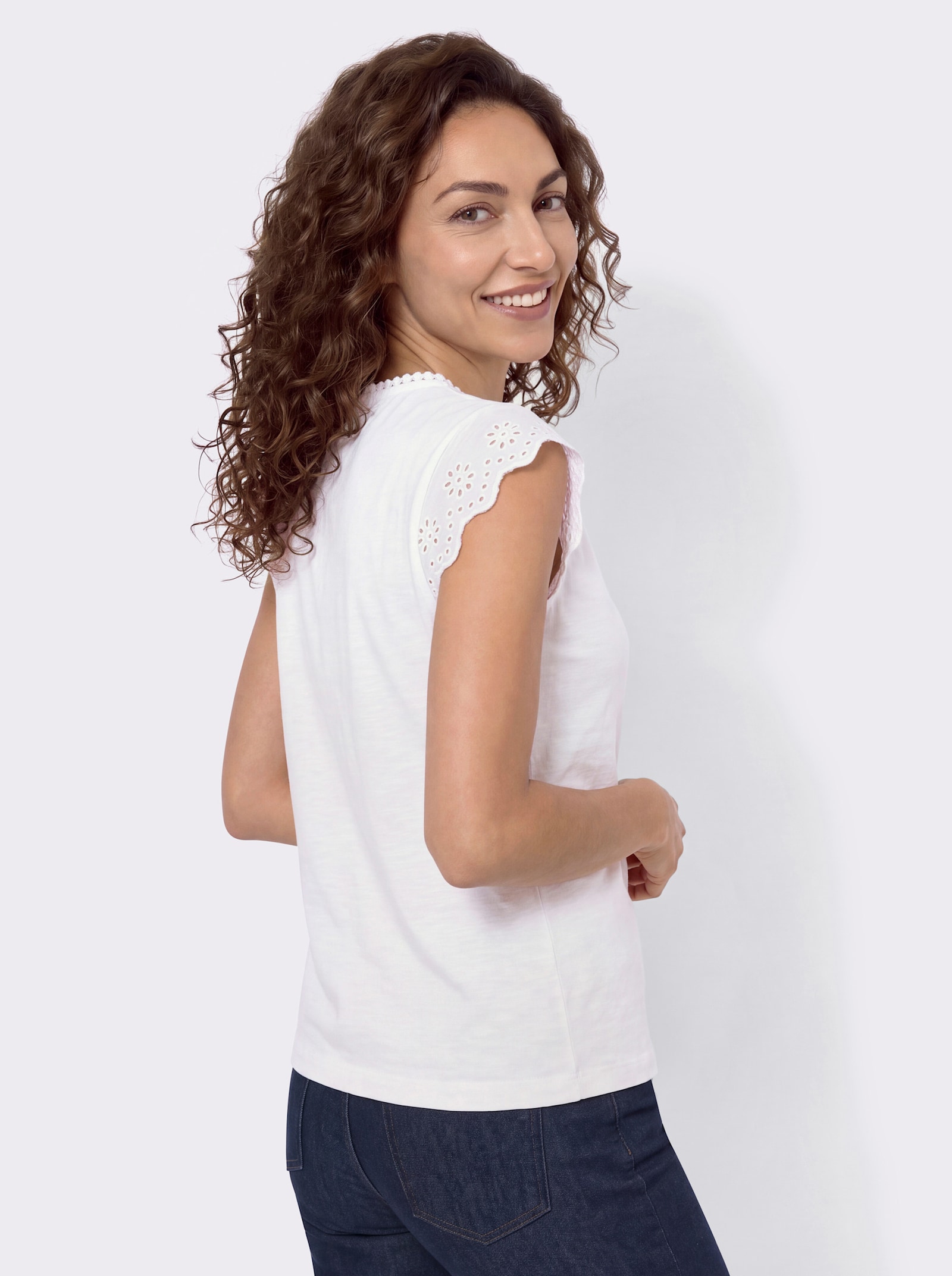 Shirt mit V-Ausschnitt - ecru