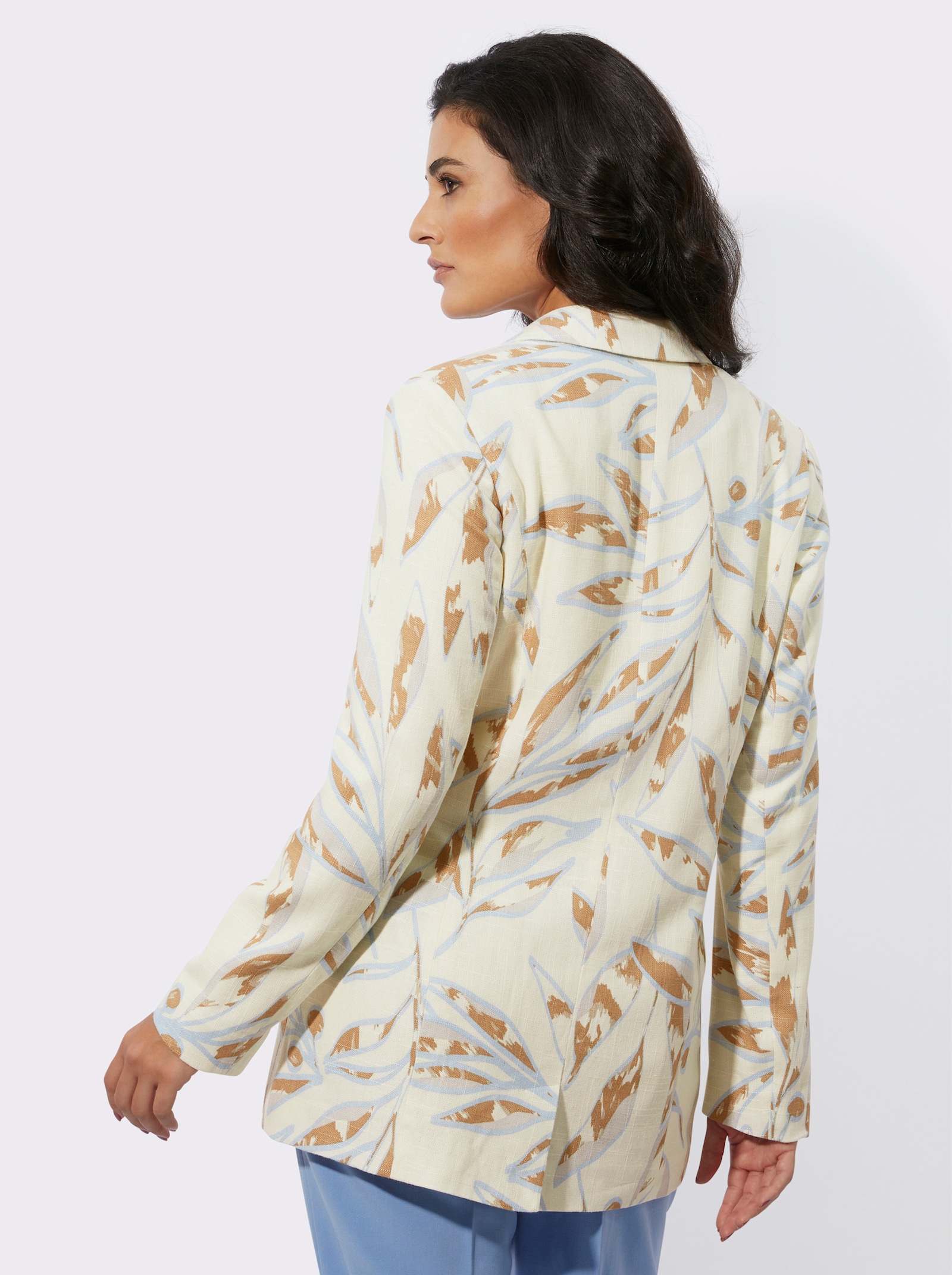 Leinenblazer mit hohem Viskose-Anteil - champagner-camel-gemustert