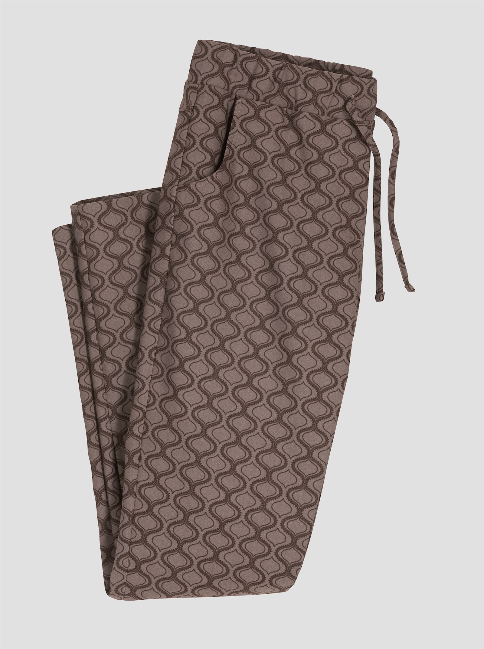 Bengalinhose im Grafik-Dessin - dunkeltaupe-schoko-bedruckt