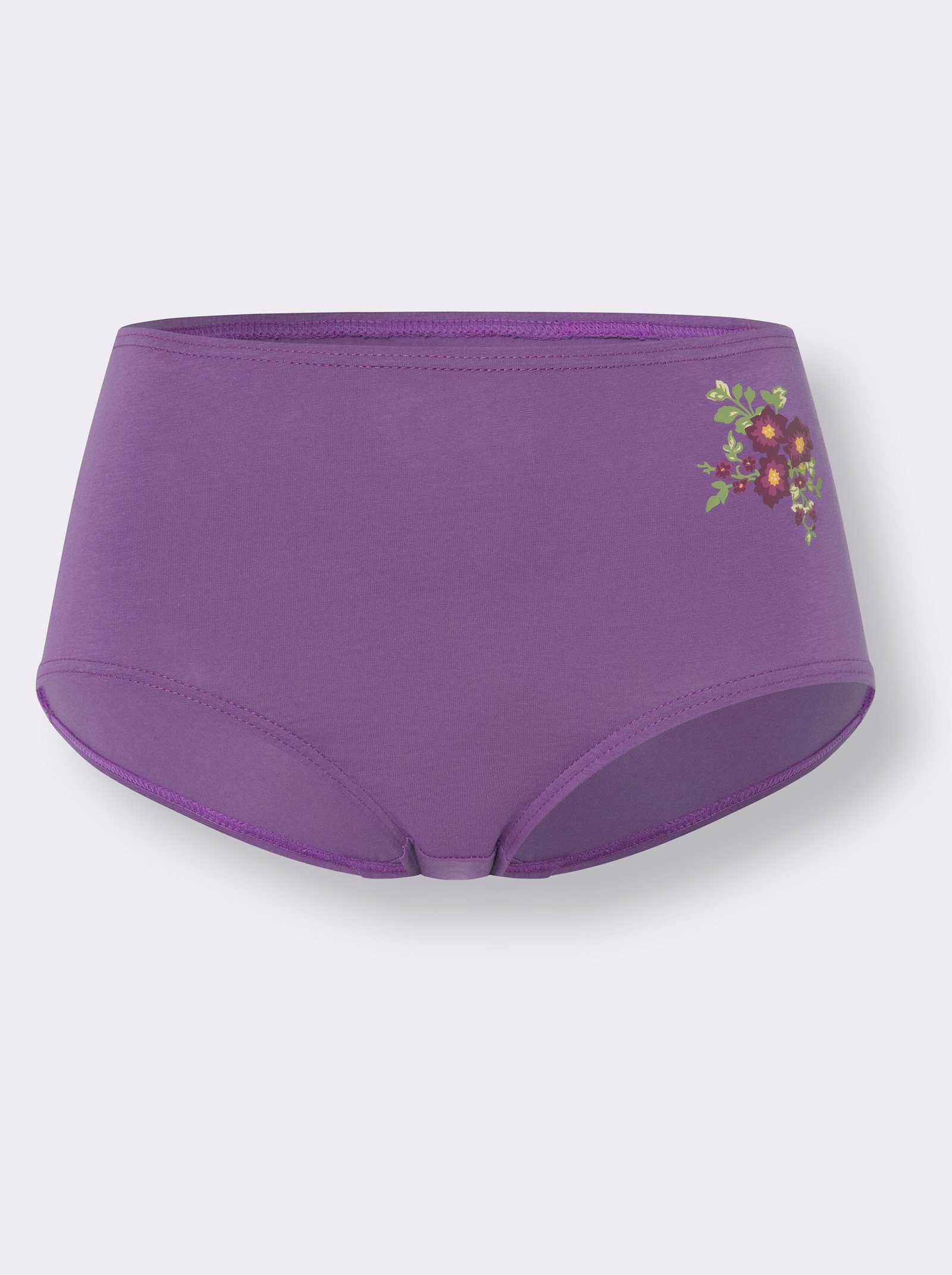 Taillenslip mit Blütenmotiv - marine + weiß + lila