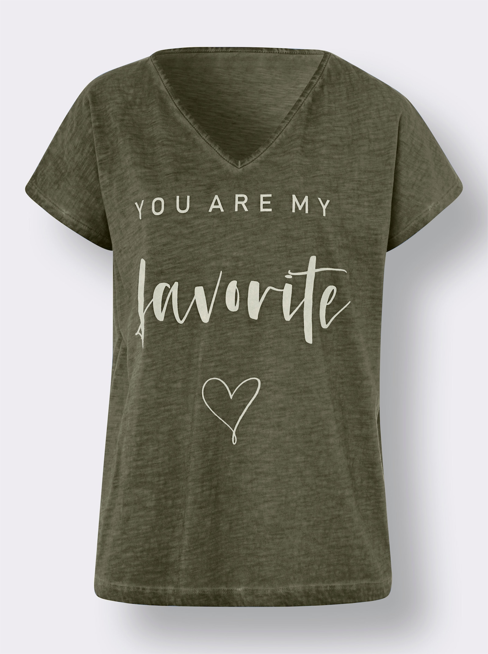 heine Print-Shirt mit Oil-dyed-Waschung - khaki