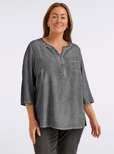 Tunika in oil dyed-Waschung - grau