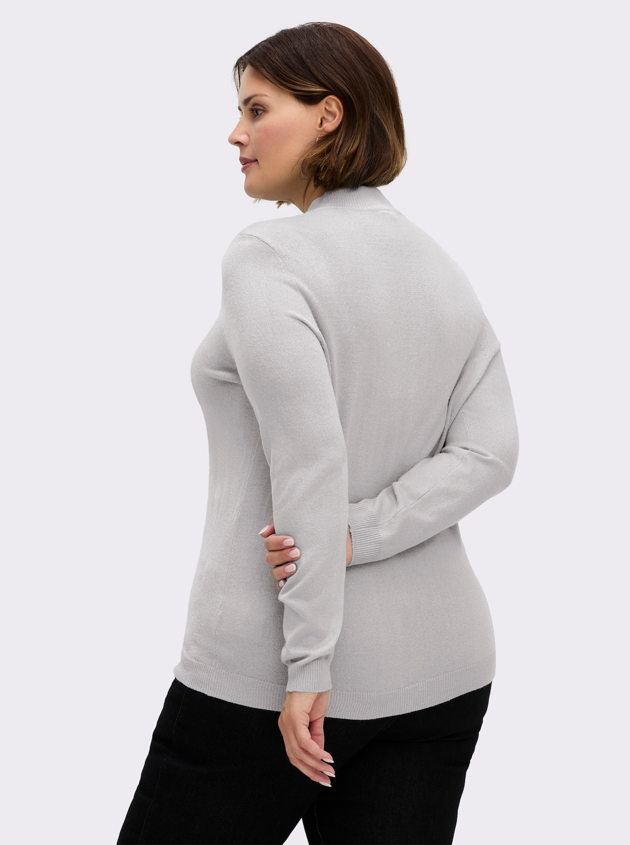 Stehkragenpullover weich wie Kaschmir - silbergrau