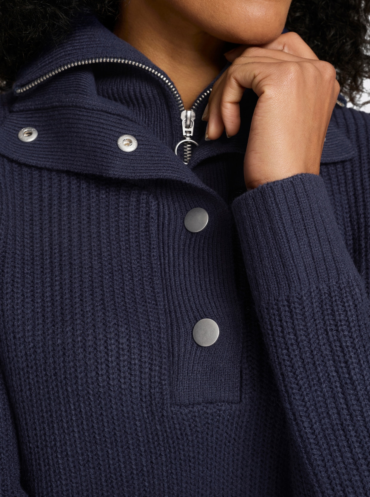 Troyer mit doppeltem Kragen - marine