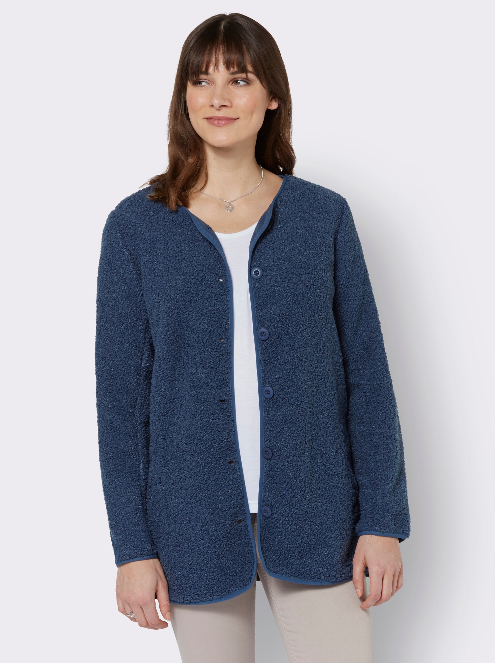 Fleecejacke in Teddy-Qualität - jeansblau