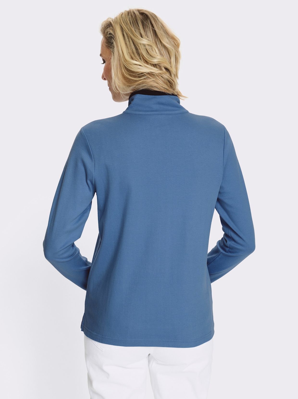 Sweatshirt met schipperskraag - middenblauw