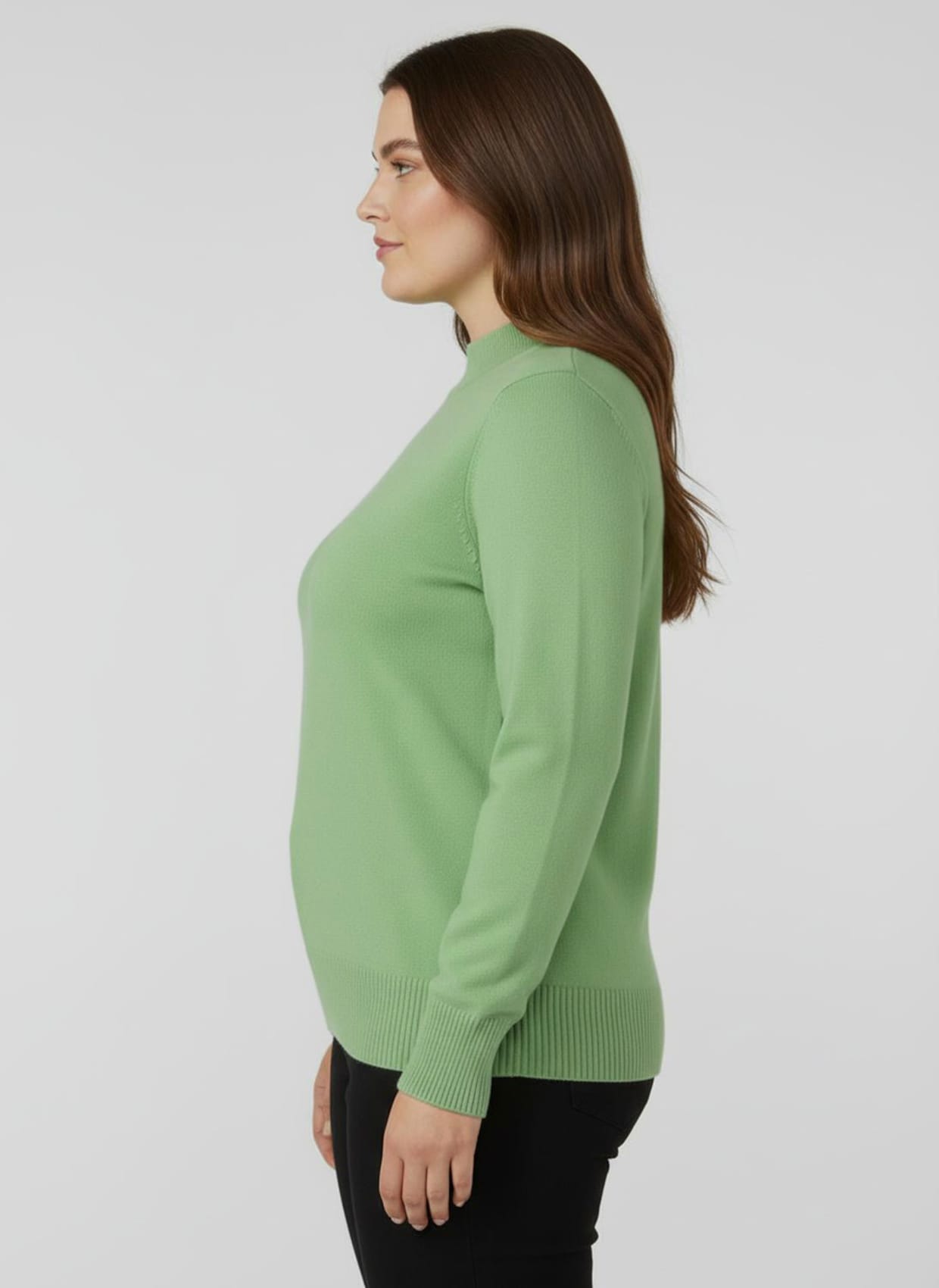 Stehkragenpullover mit Ripp-Abschlüssen - apfel