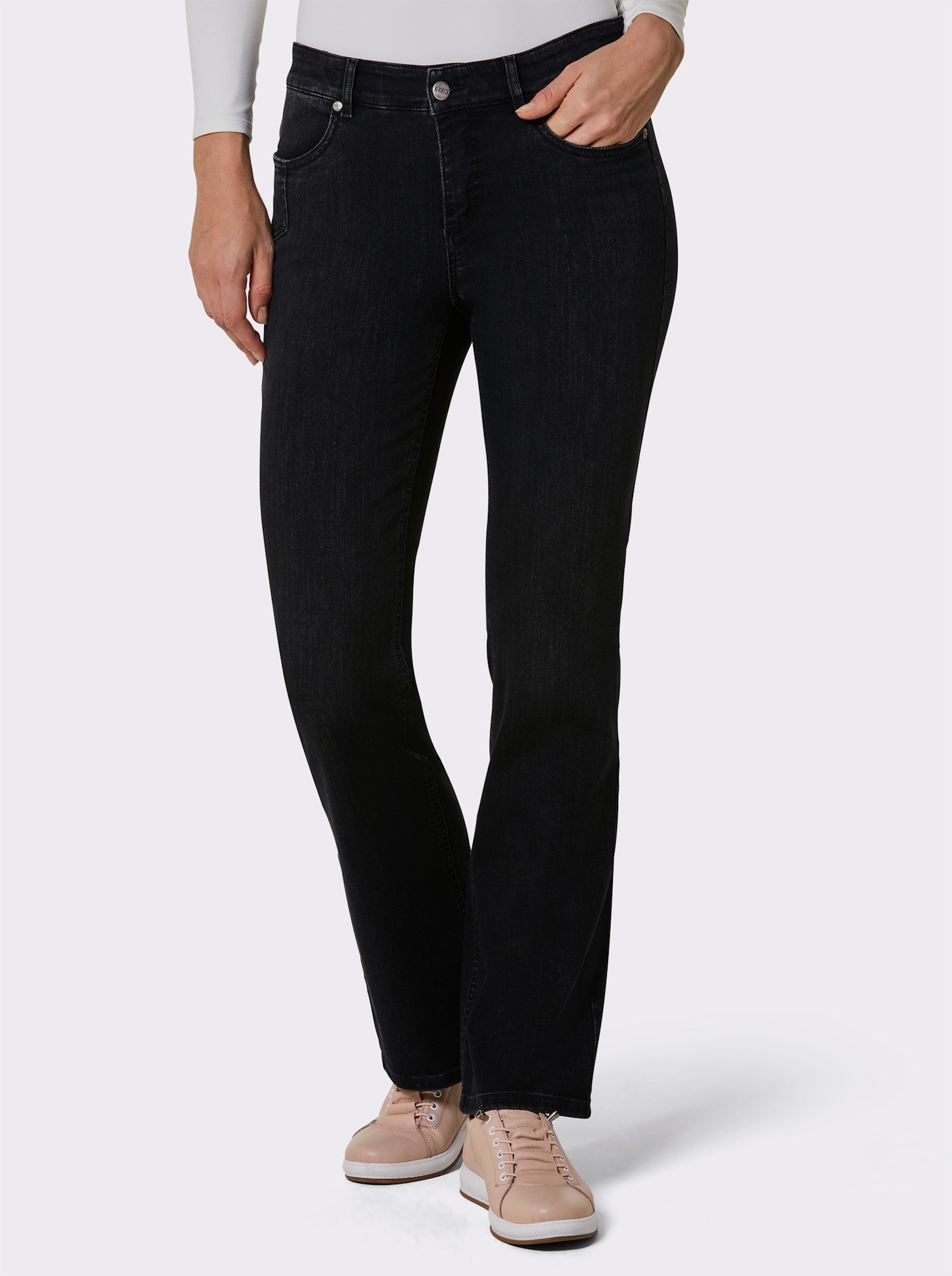 Ascari Stretch-Jeans mit weitem Bein - dark grey-denim