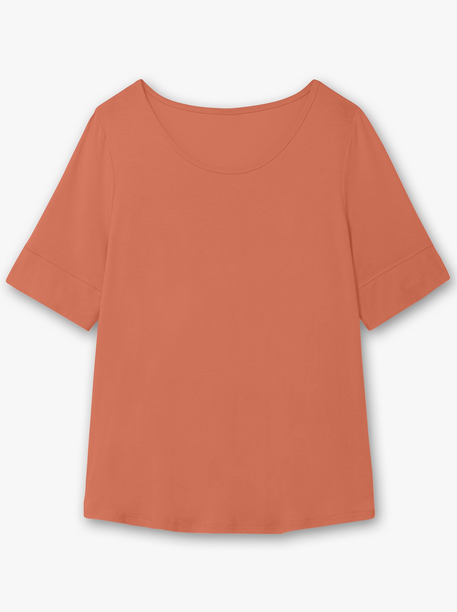 T-Shirt mit zweilagigem Ärmelbündchen - papaya