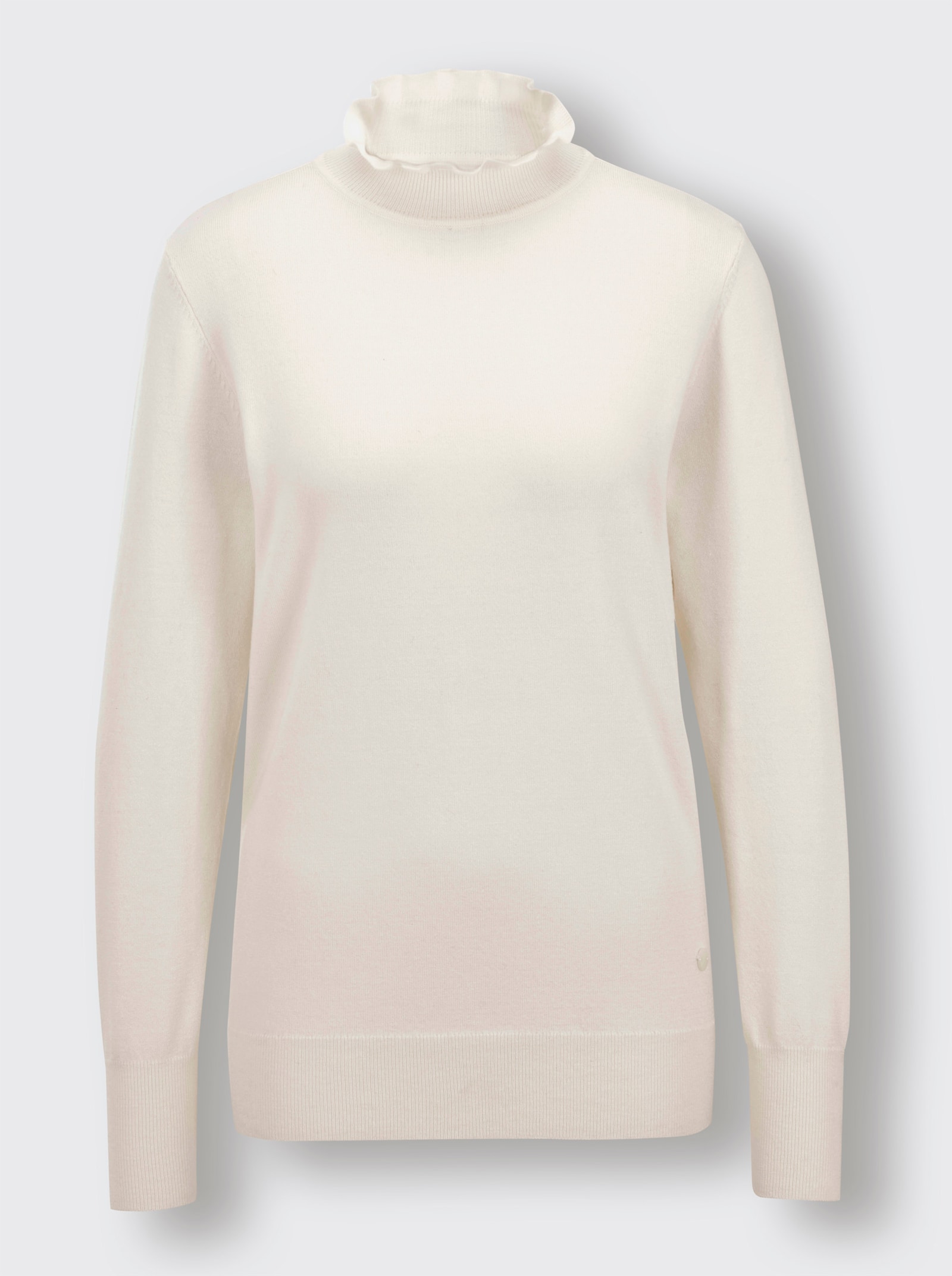 CREATION L PREMIUM Stehkragenpullover mit Rüschenverzierung - champagner