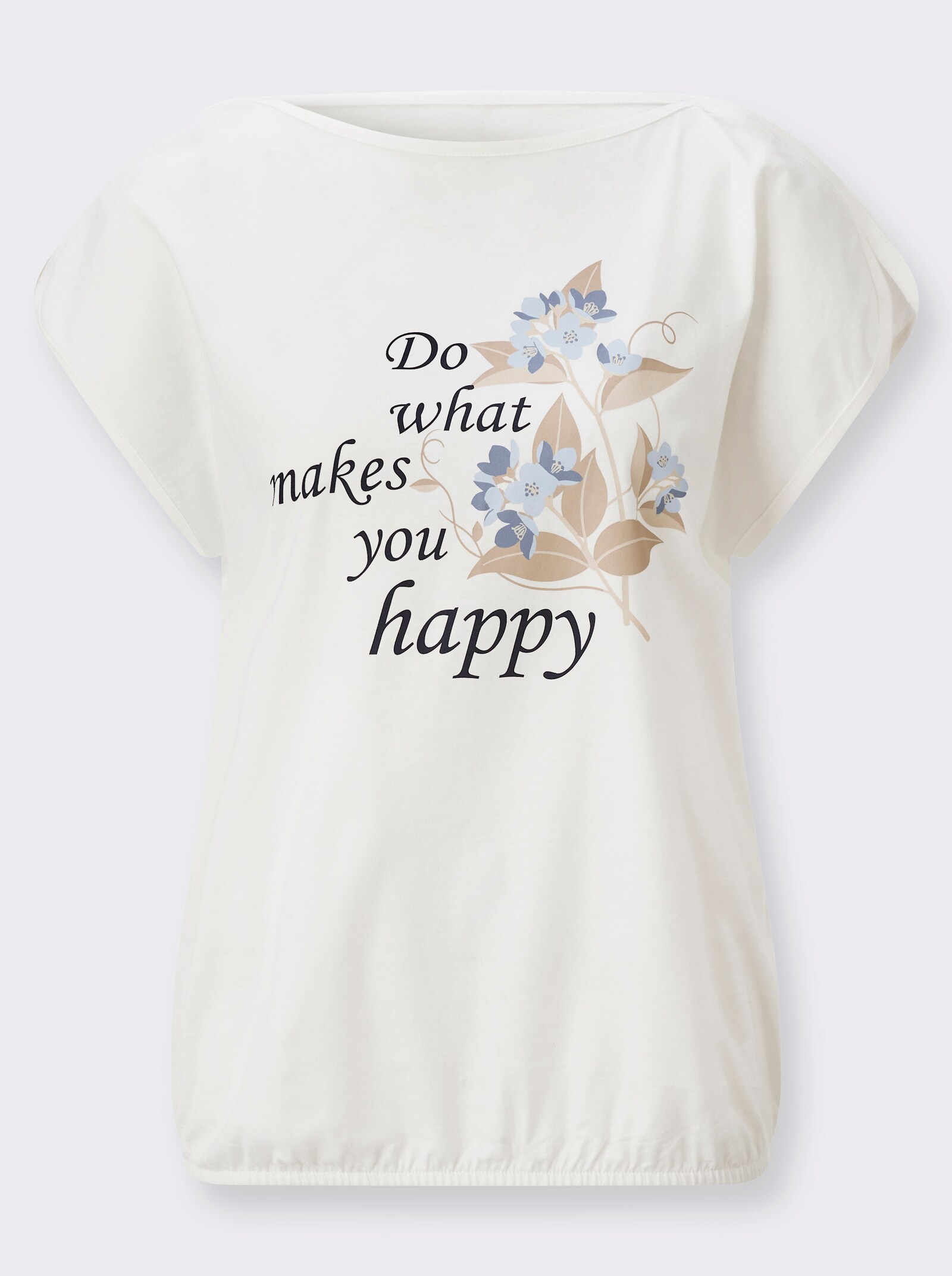 Shirt mit Schriftzug - ecru-marine-bedruckt
