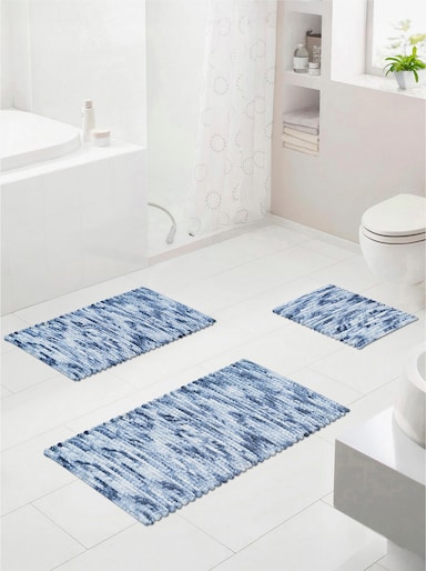 Grund Badematte - blau-meliert