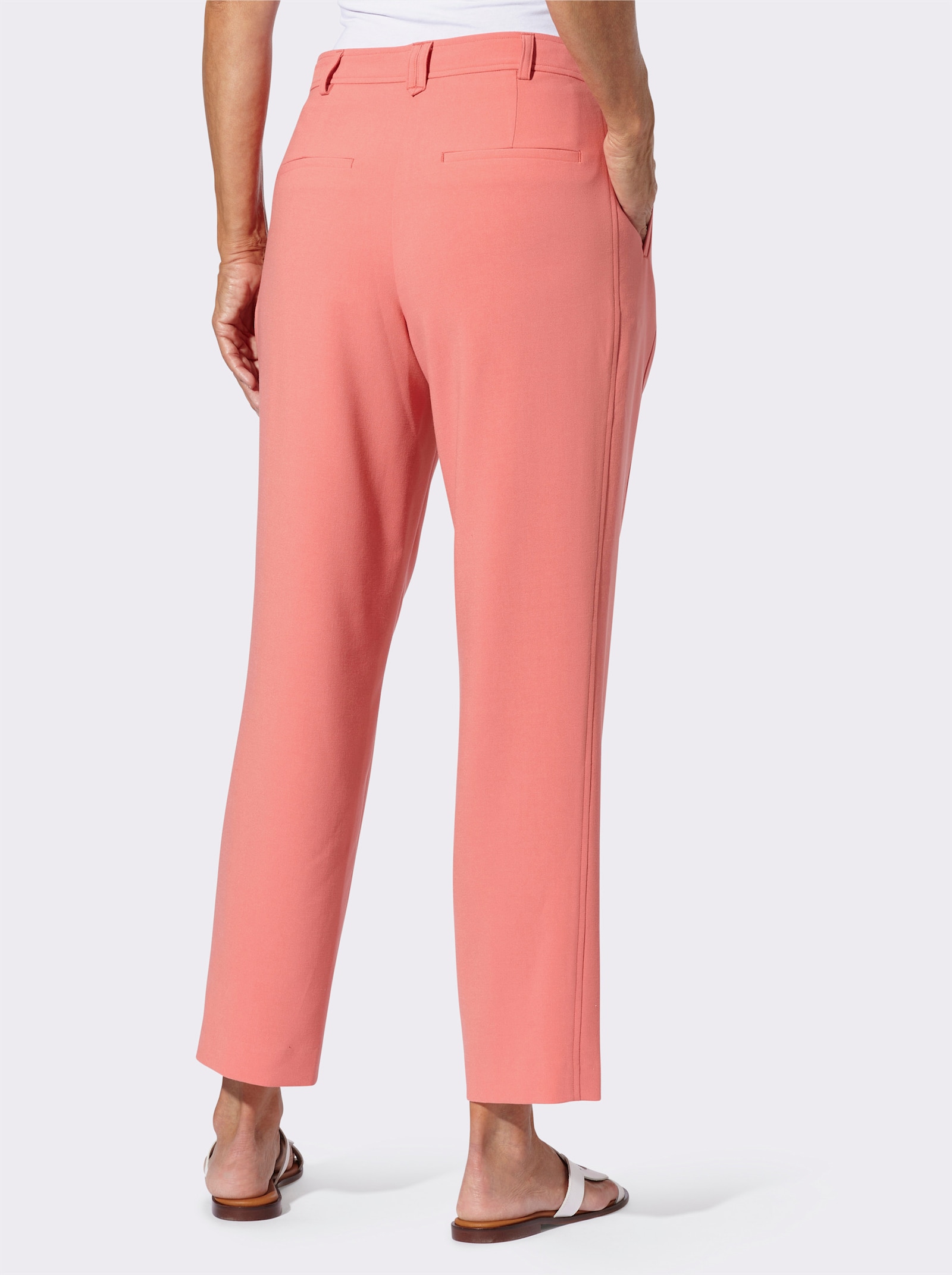 Hose mit Bundfalten - koralle