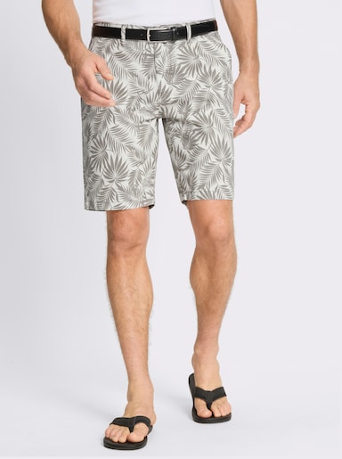 Marco Donati Bermudas mit Palmwedel-Print, Stretch - weiß-steingrau-bedruckt