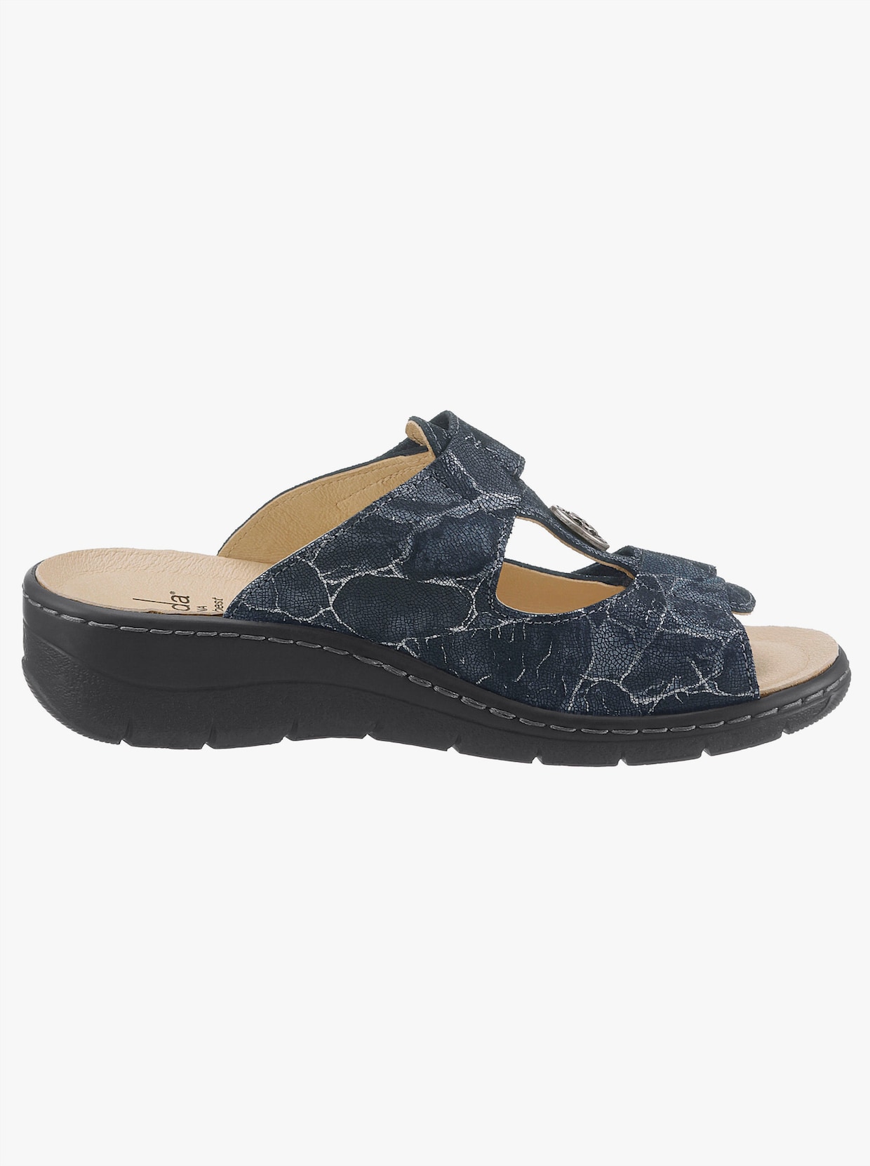 Belvida Pantolette - blau-bedruckt