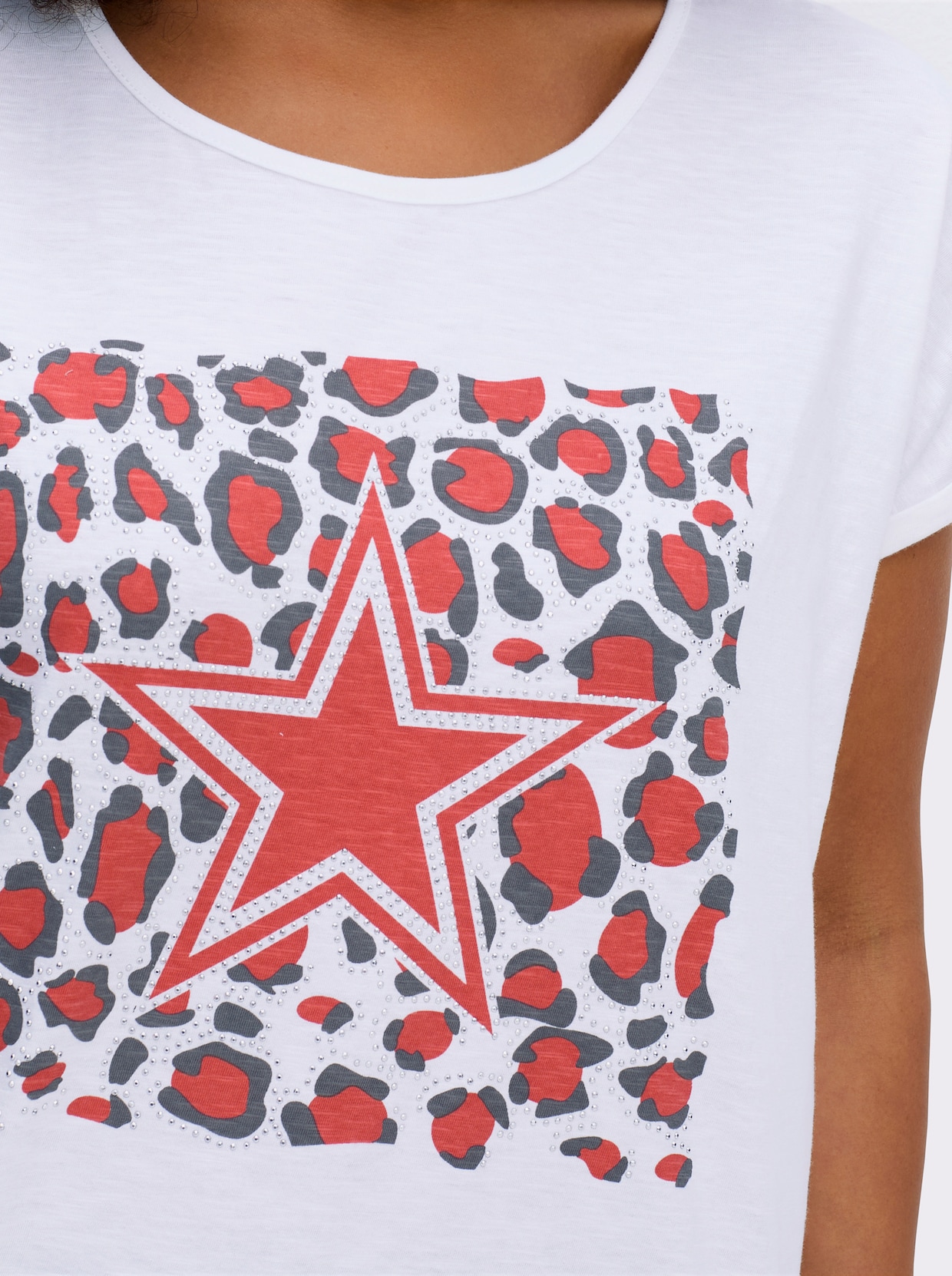 Shirt - grapefruit-weiß