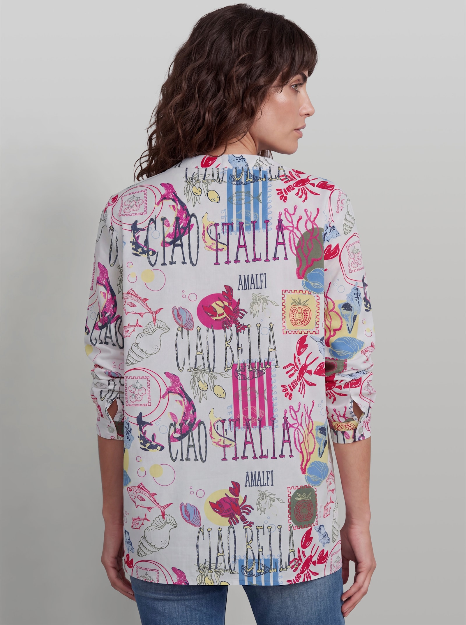 heine Druckbluse mit extravagantem Print - ecru-erdbeere-bedruckt