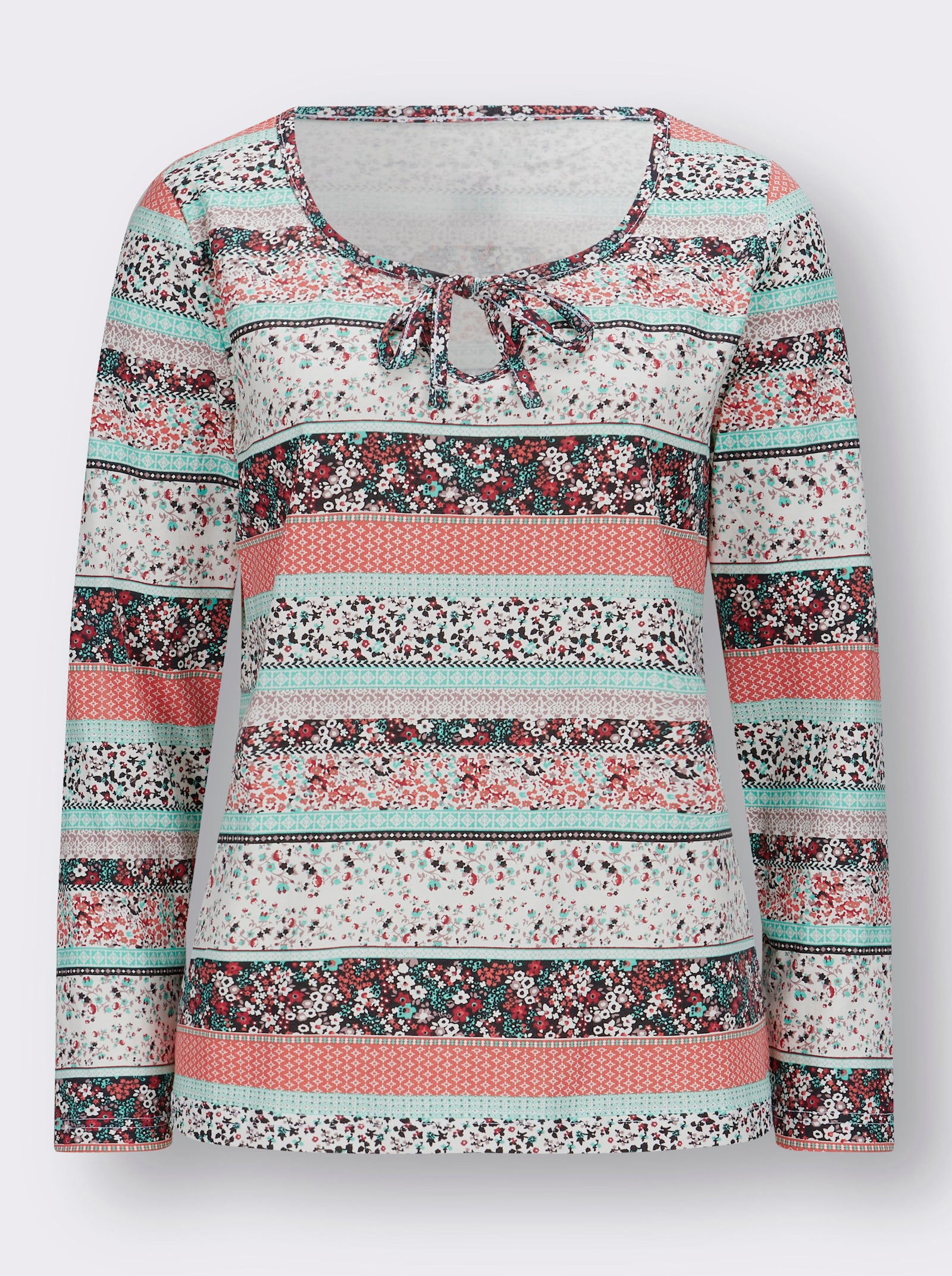 Tričko s okrúhlym výstrihom, mix vzorov - Oranžovo-vzorované