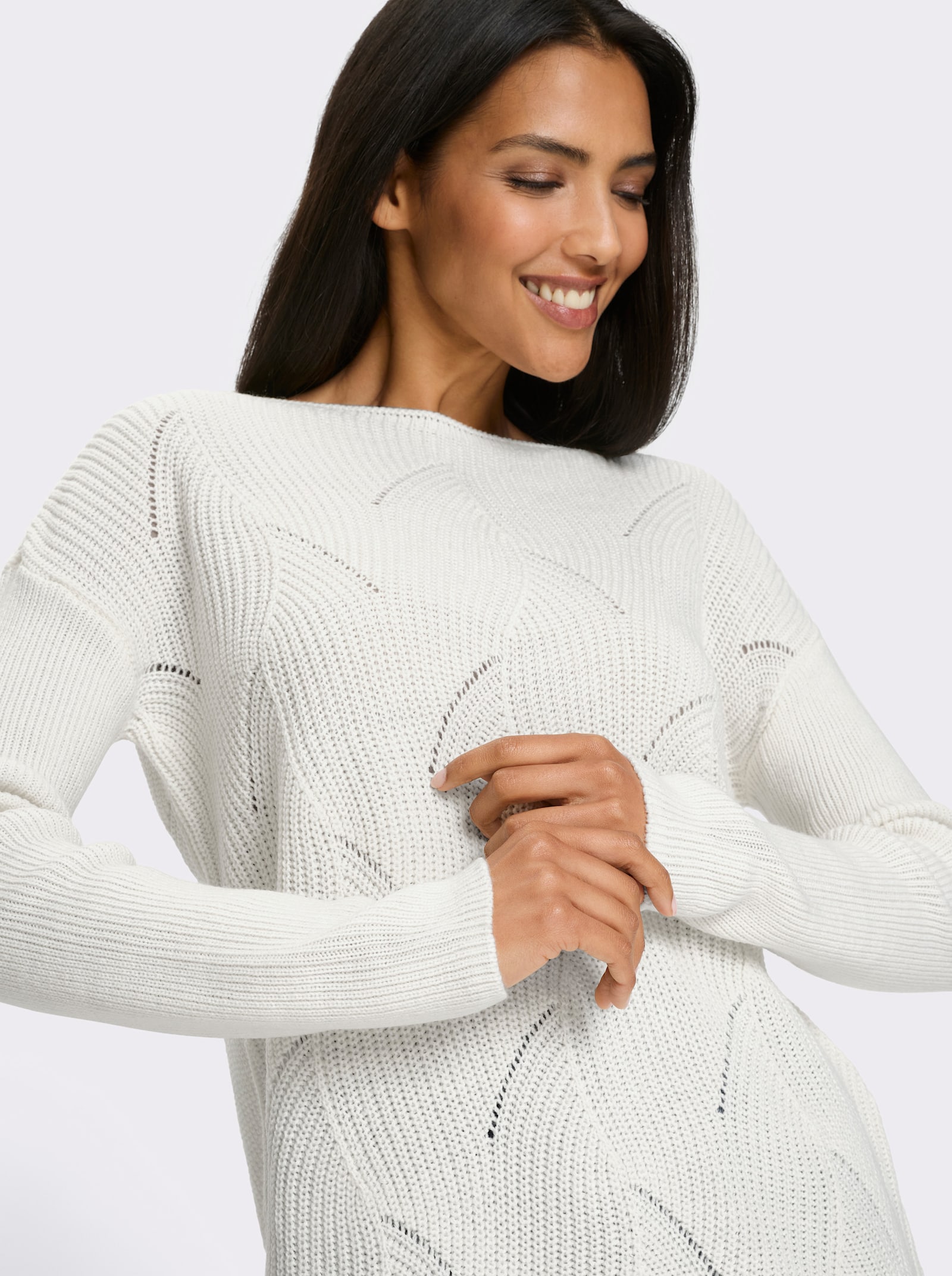 Pullover met boothals - ecru