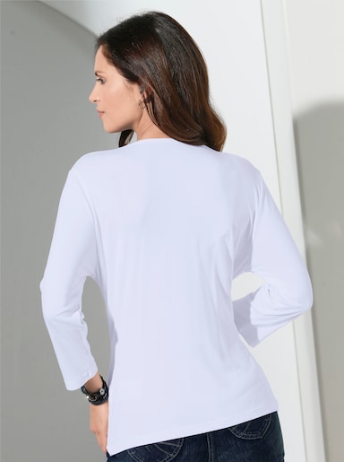 Wasserfallshirt mit 3/4-langen Ärmeln - weiß