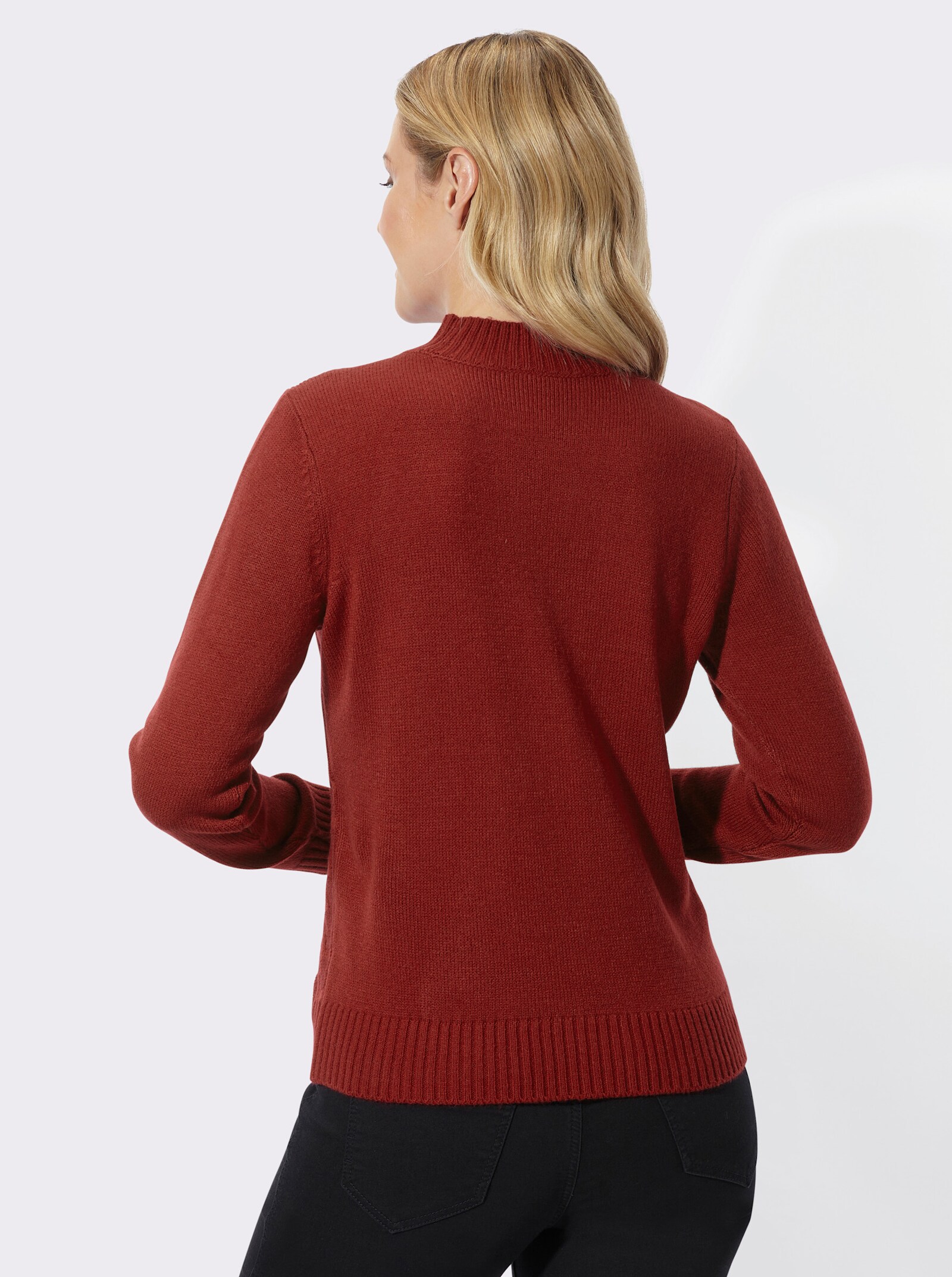 Stehkragenpullover mit Strukturmuster - kirsche
