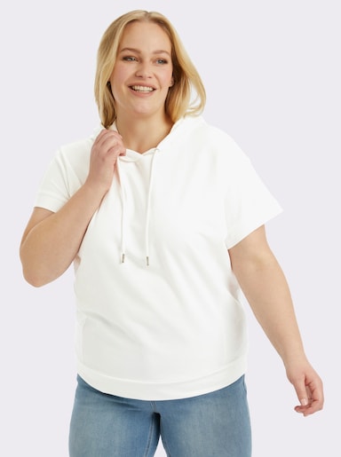 Kapuzenshirt mit überschnittener Schulter - ecru