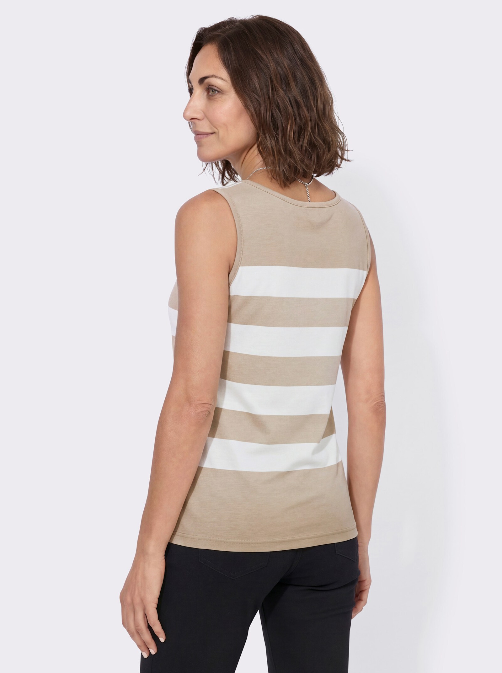 Shirttop mit Deko-Knopfleiste - beige-ecru-gemustert