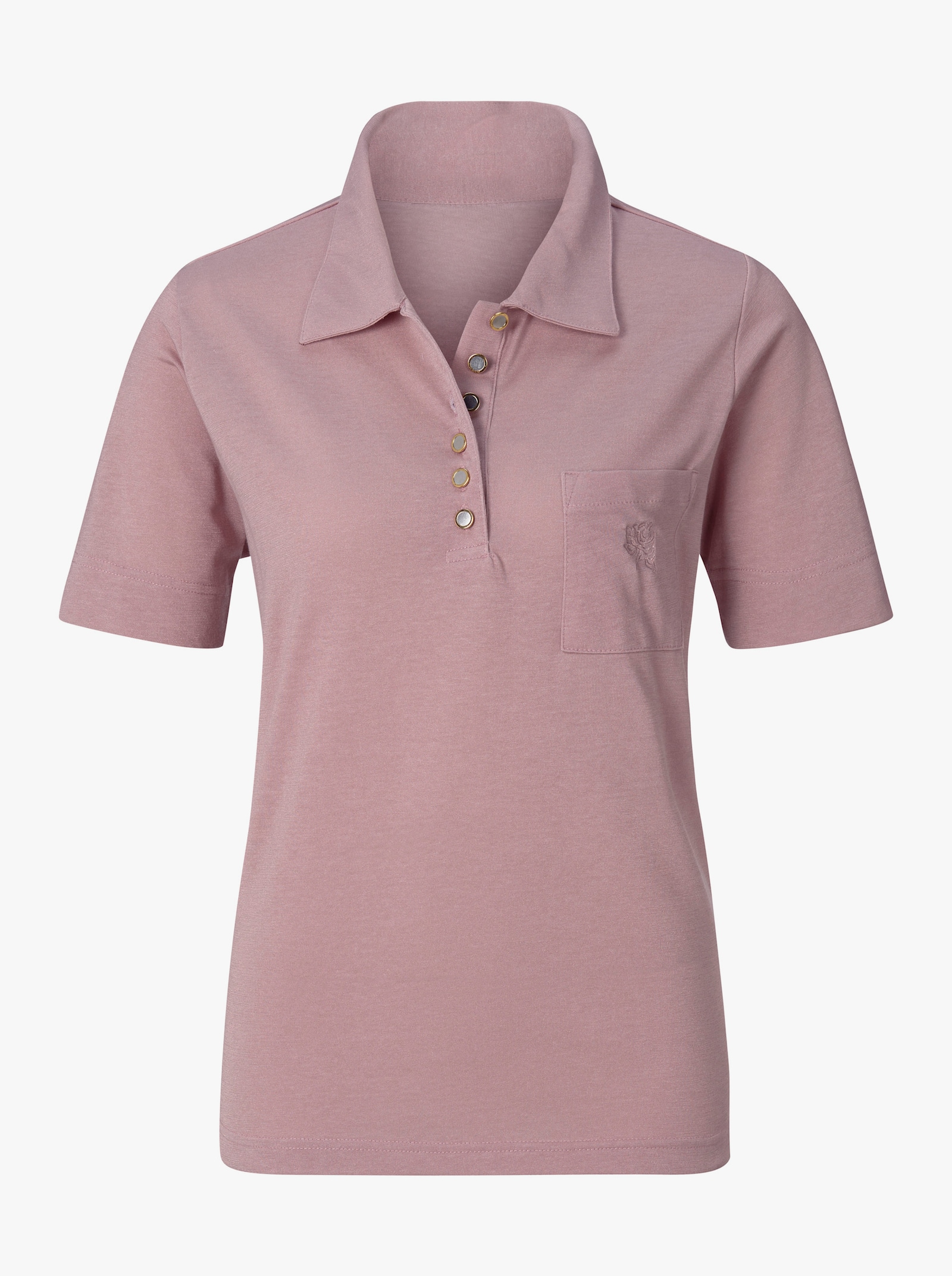 Poloshirt mit Stickrei-Verzierung - altrosé