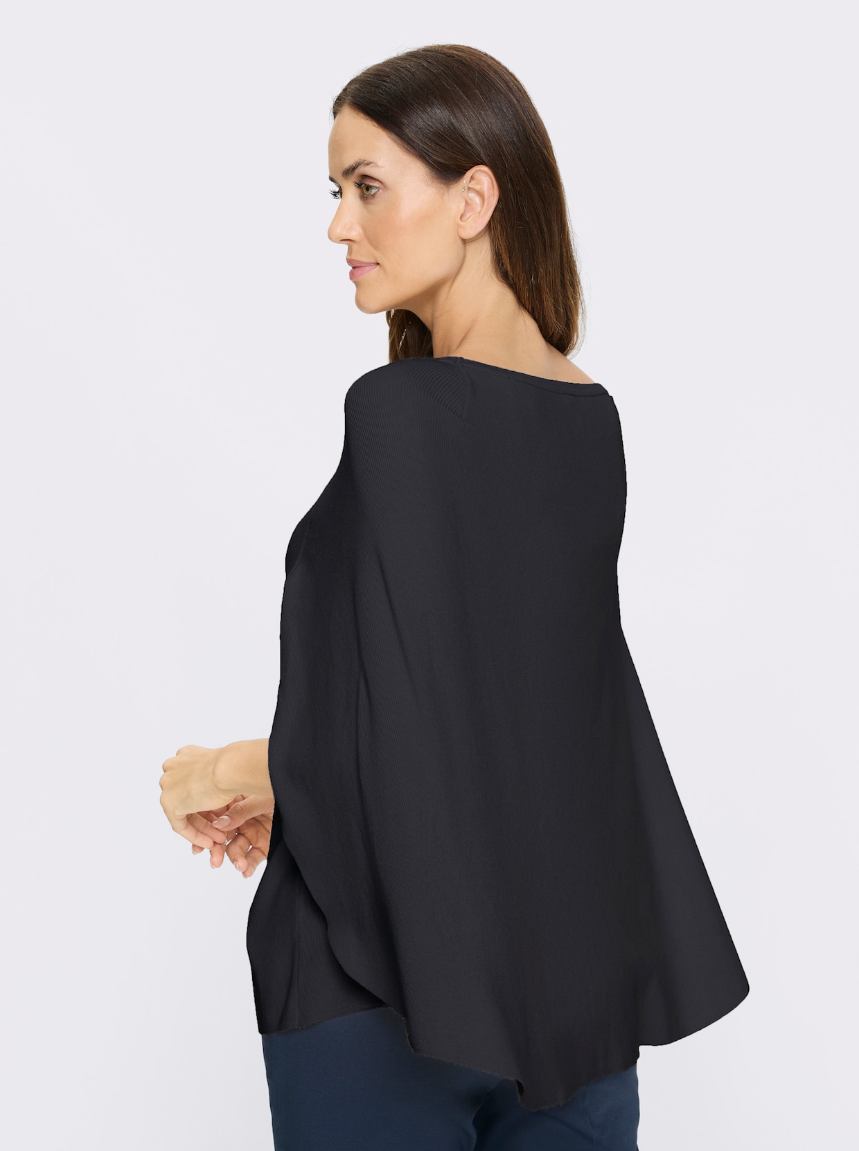 heine Feinstrickpullover im Poncho-Style - schwarz