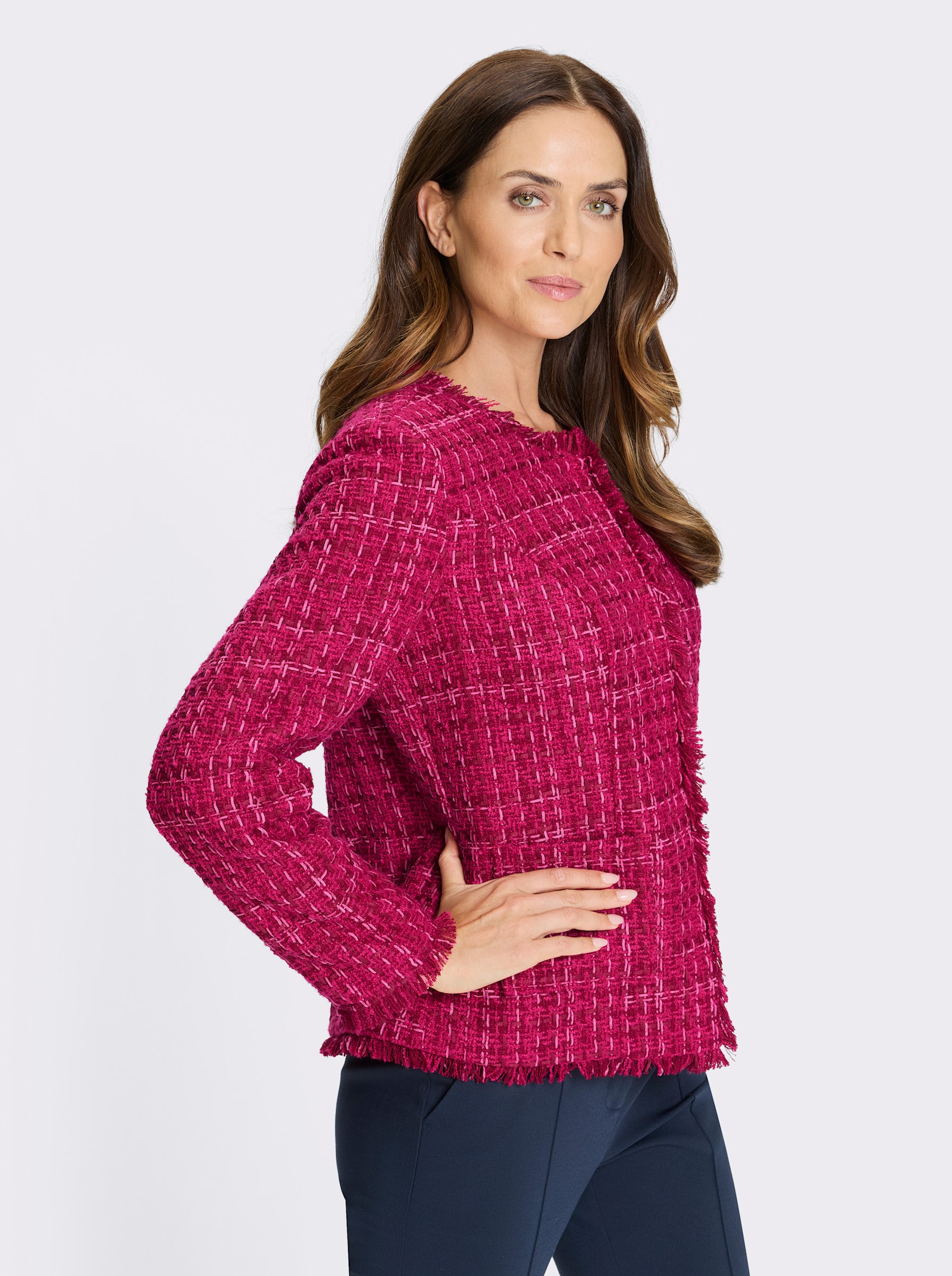 heine Blazer in Bouclé-Qualität - fuchsia-kirsche-meliert