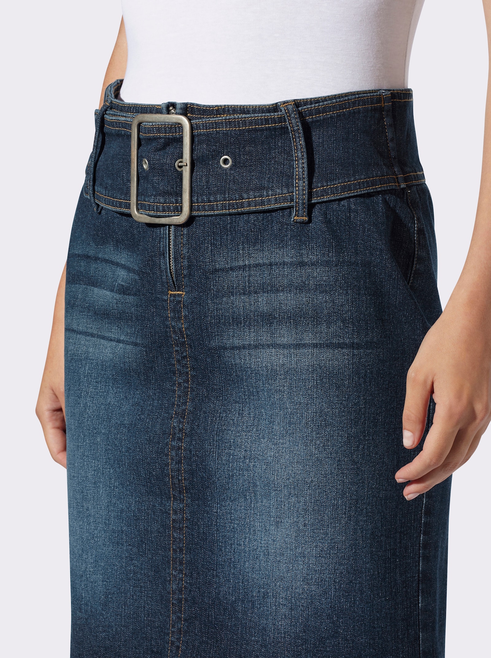 heine Jeansrock mit Montage-Gürtel - blue-stone-washed