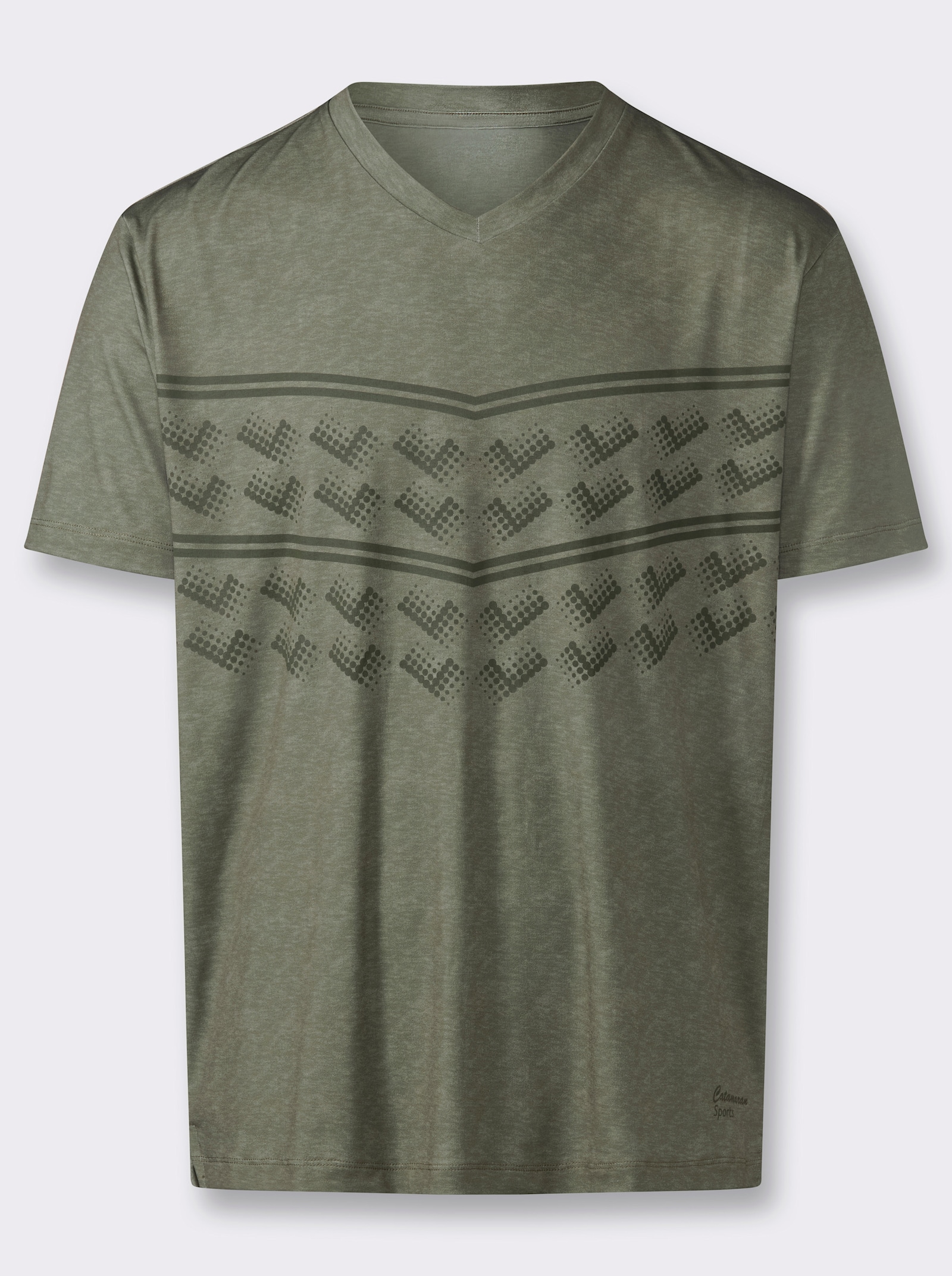 Funktionsshirt mit Seitenschlitzen - khaki-meliert