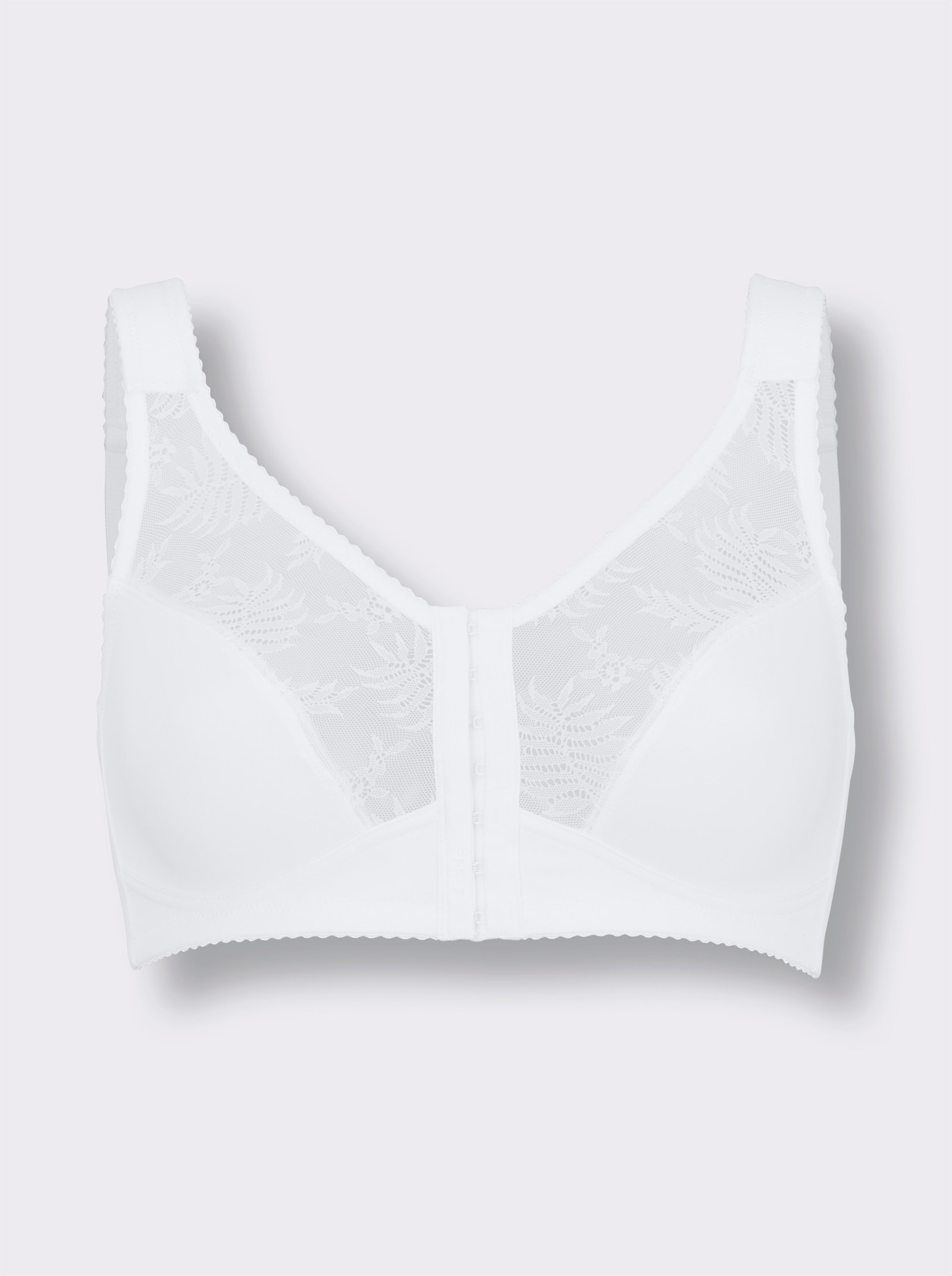 wäschepur Vorderverschluss-BH ohne Bügel mit Spitze - weiß