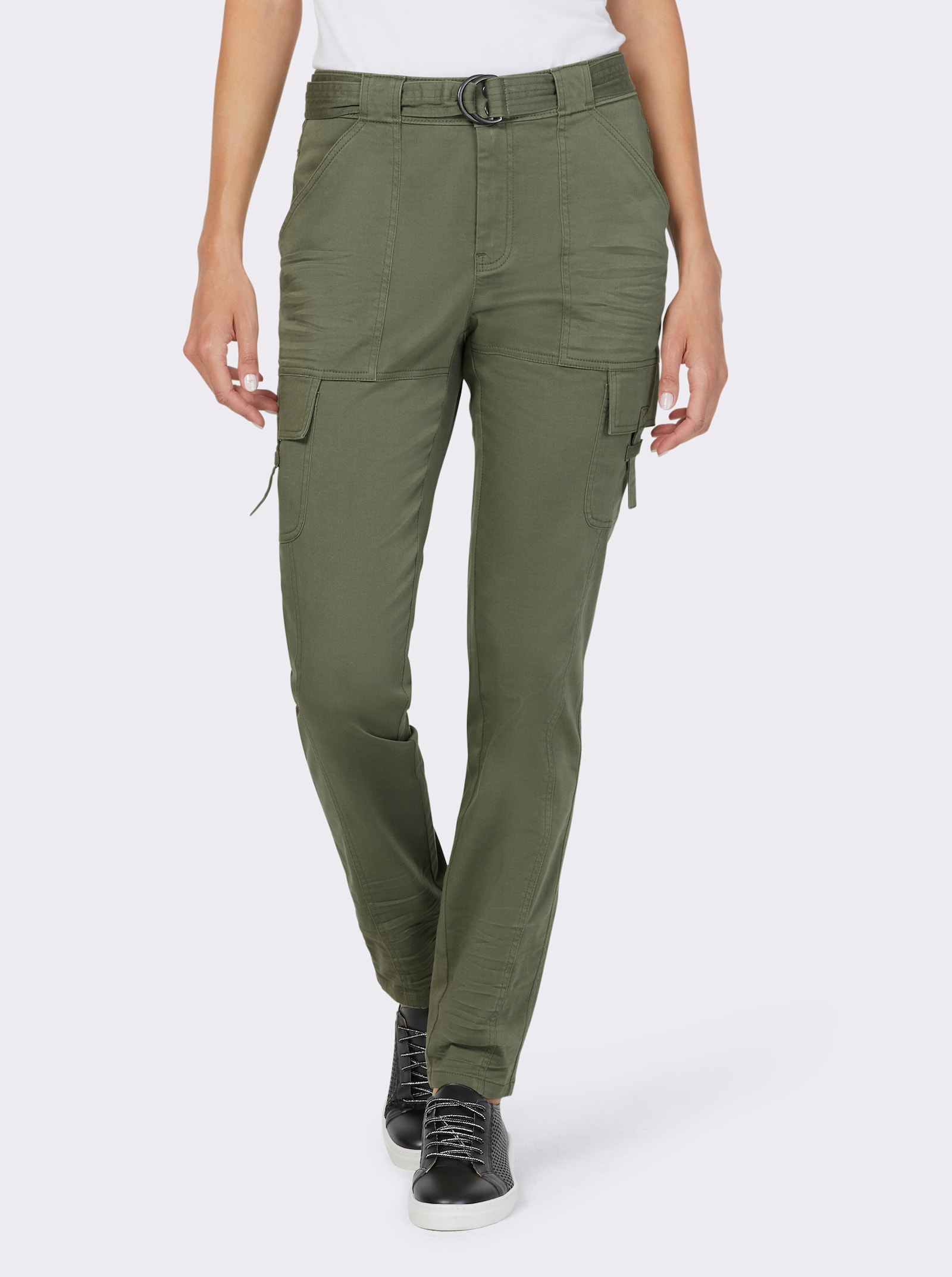 heine Cargohose mit Textilgürtel - khaki