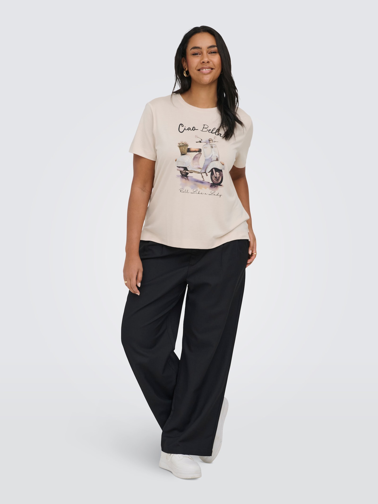 ONLY CARMAKOMA T-Shirt - oatmeal print:scooter