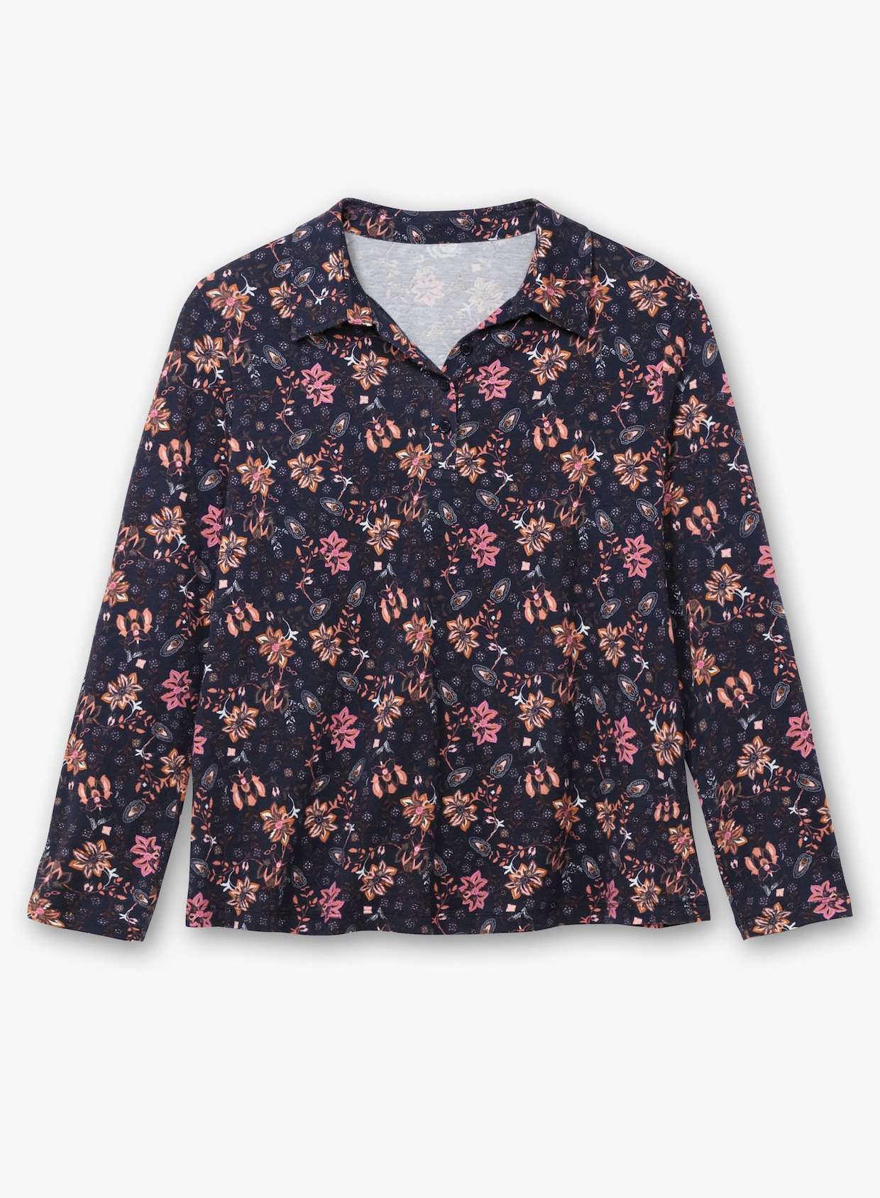 Print-Shirt - marine-rosenquarz-bedruckt
