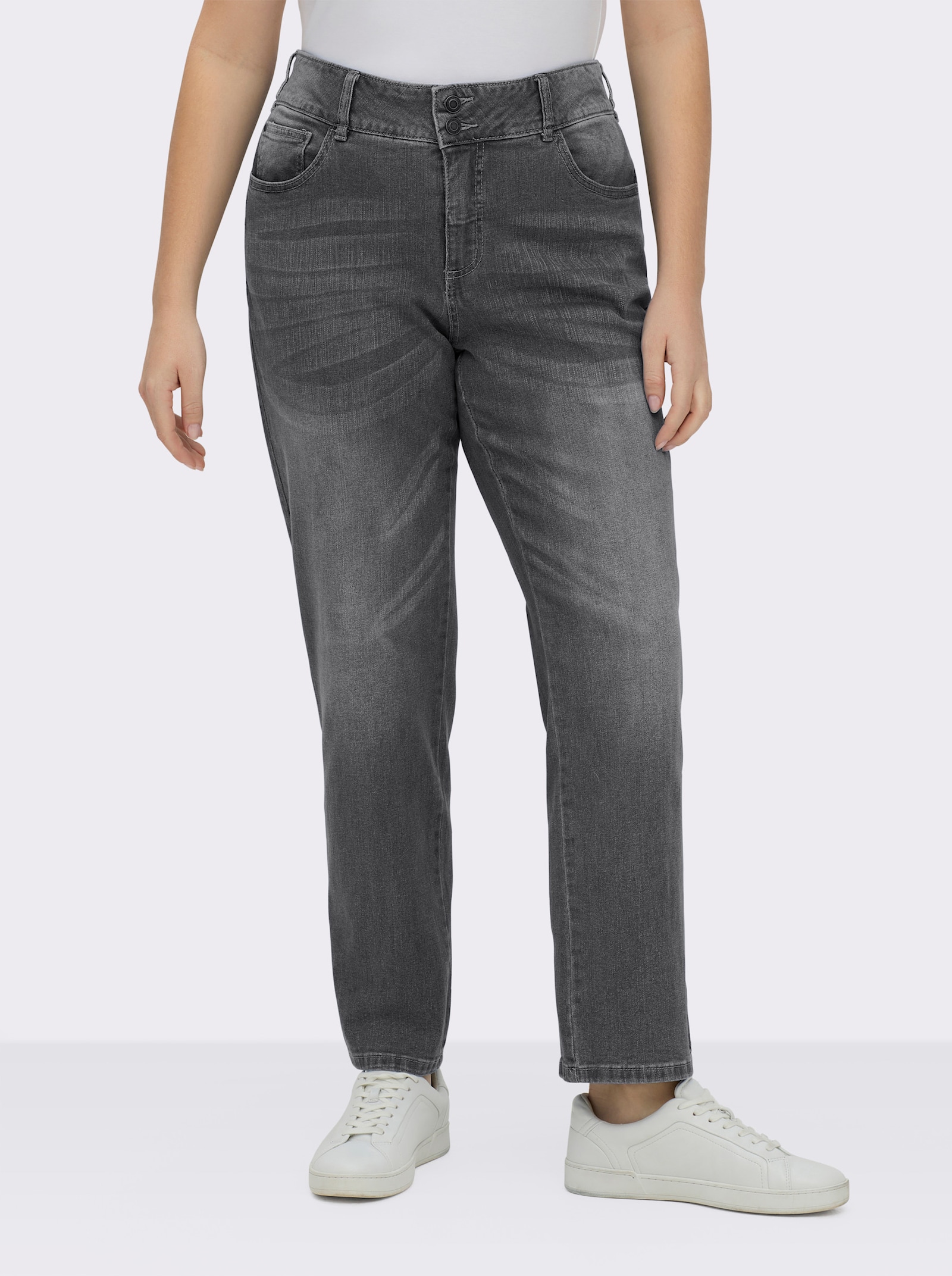 Jeans mit Nieten an den Taschen - grey-denim