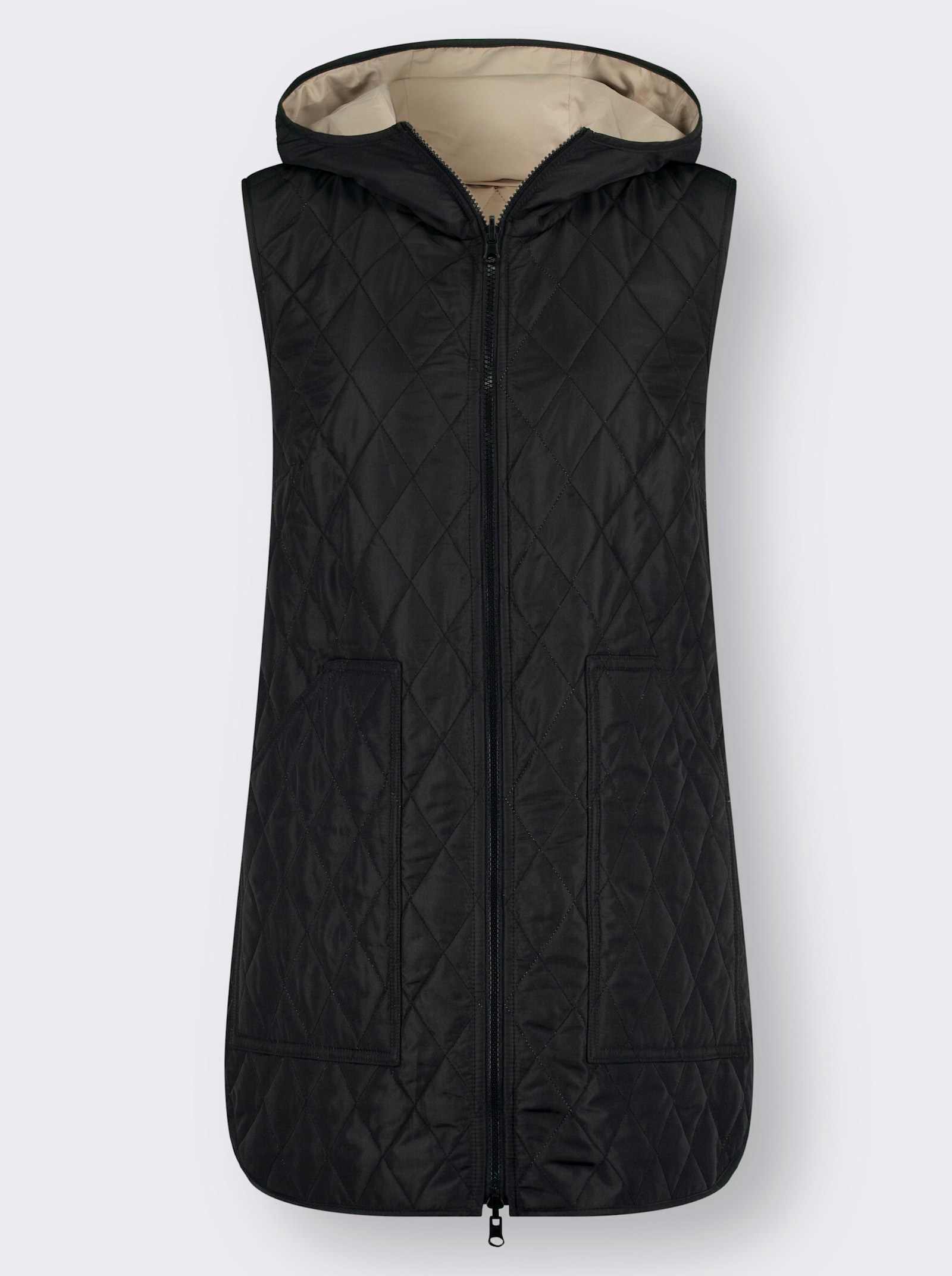 Omkeerbaar bodywarmer - sesam/zwart