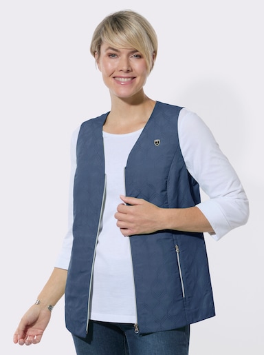 Steppweste mit Reißverschluss-Taschen - jeansblau