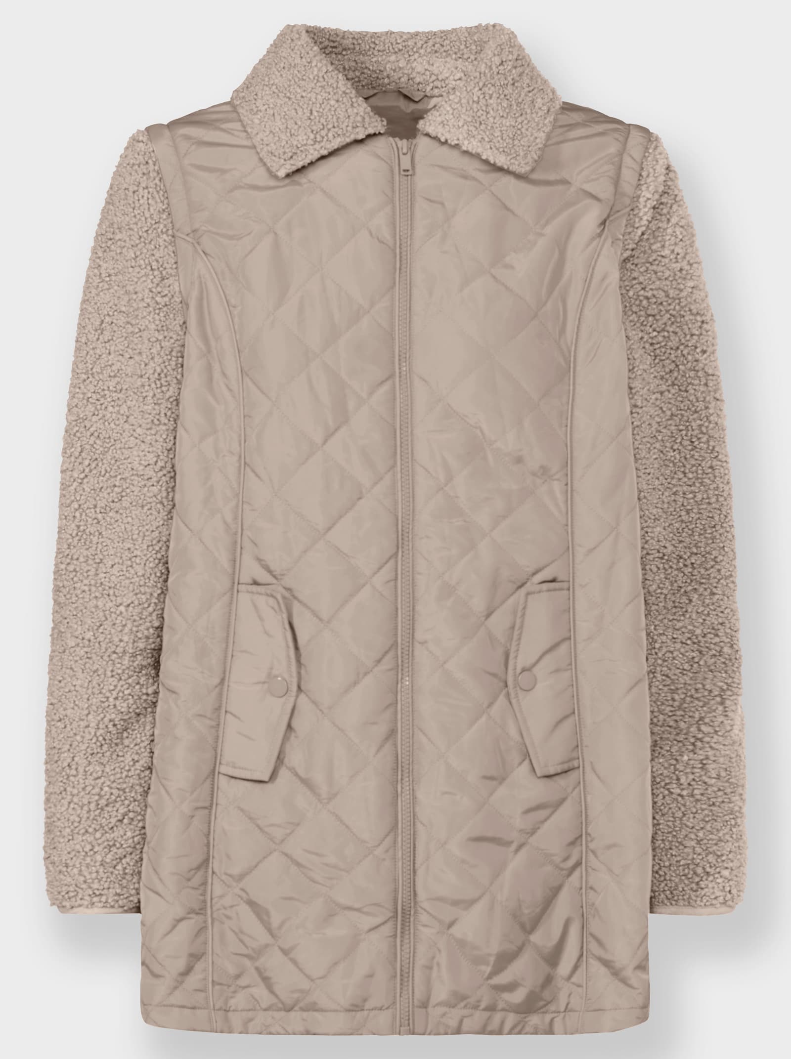 2-in-1-Jacke im Materialmix - sesam