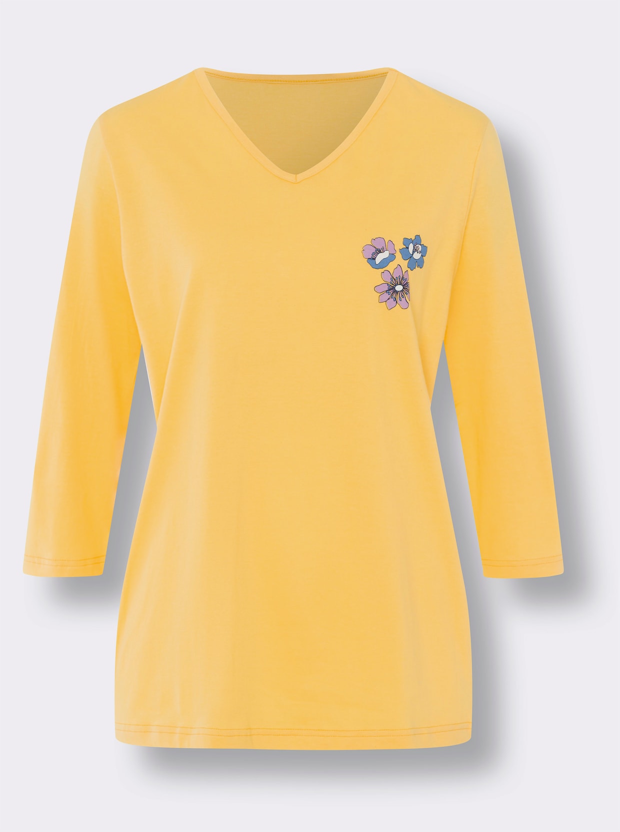 Capri-Schlafanzug - gelb-marine-bedruckt